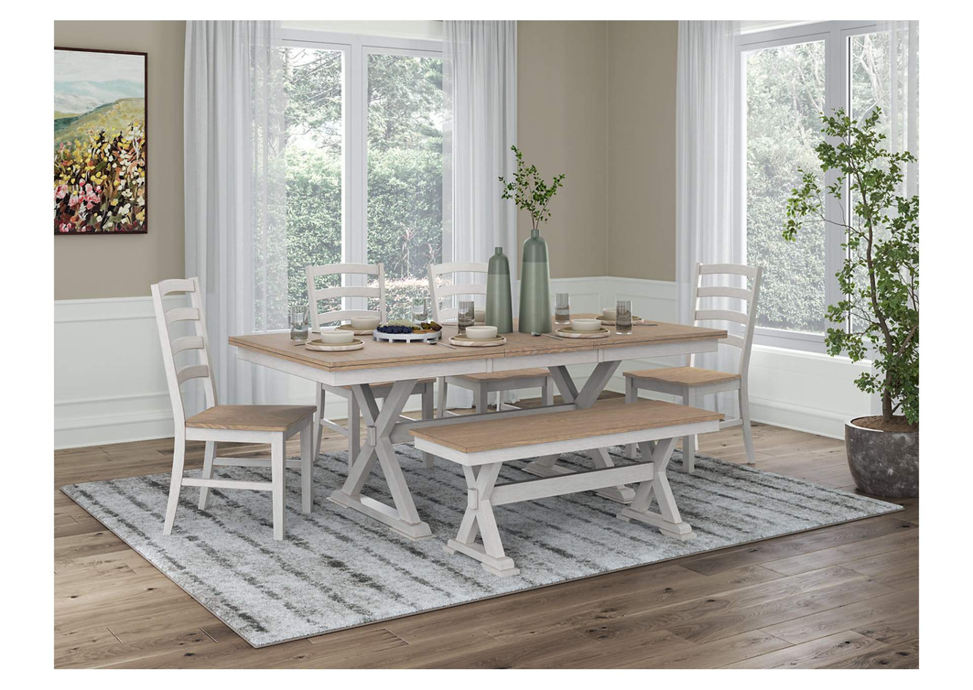 Purlaney Extension Dining Table, 4 Chairs and Bench image 2