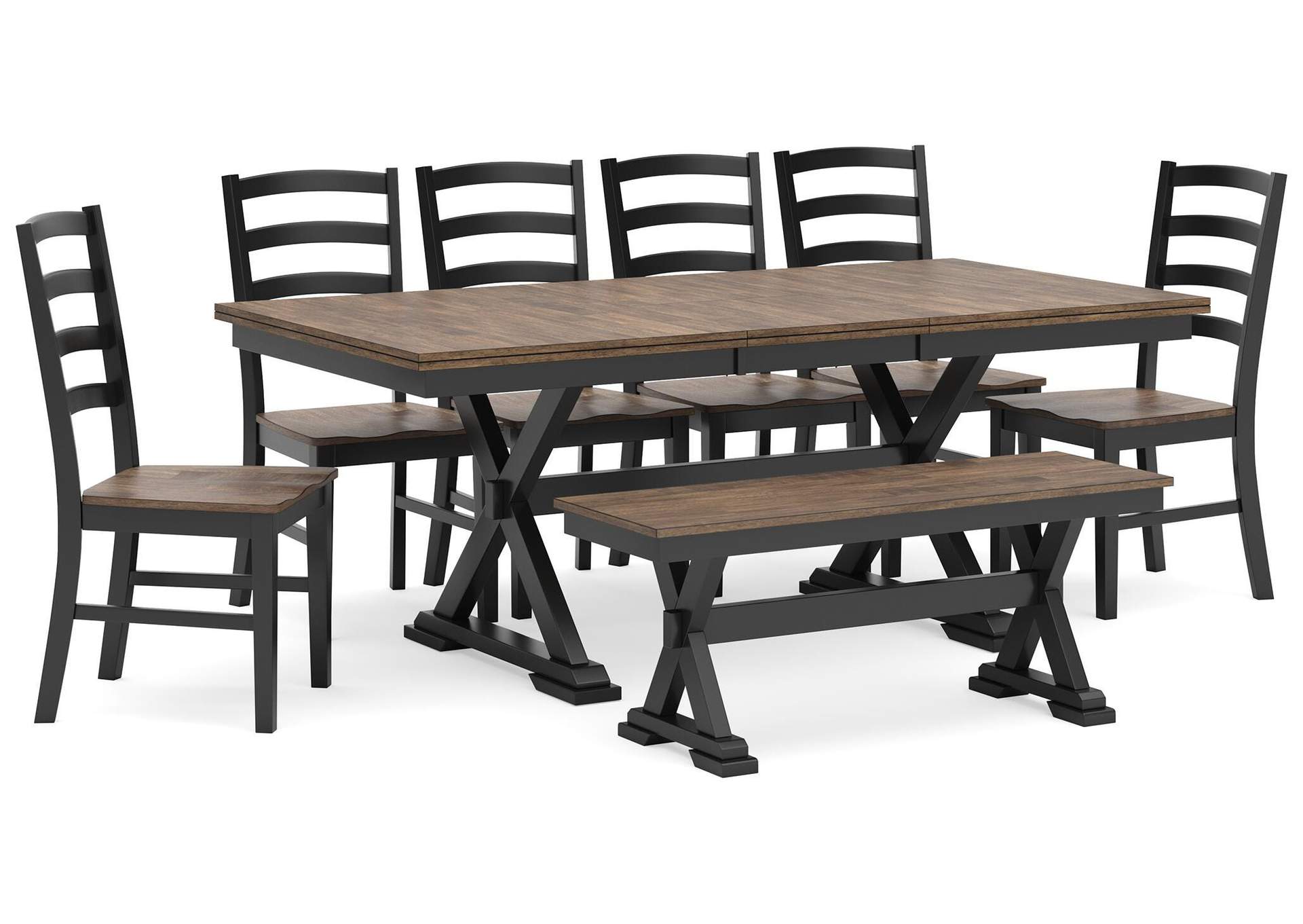 Wildenauer Extendable Dining Table and 6 Chairs and Bench image 1