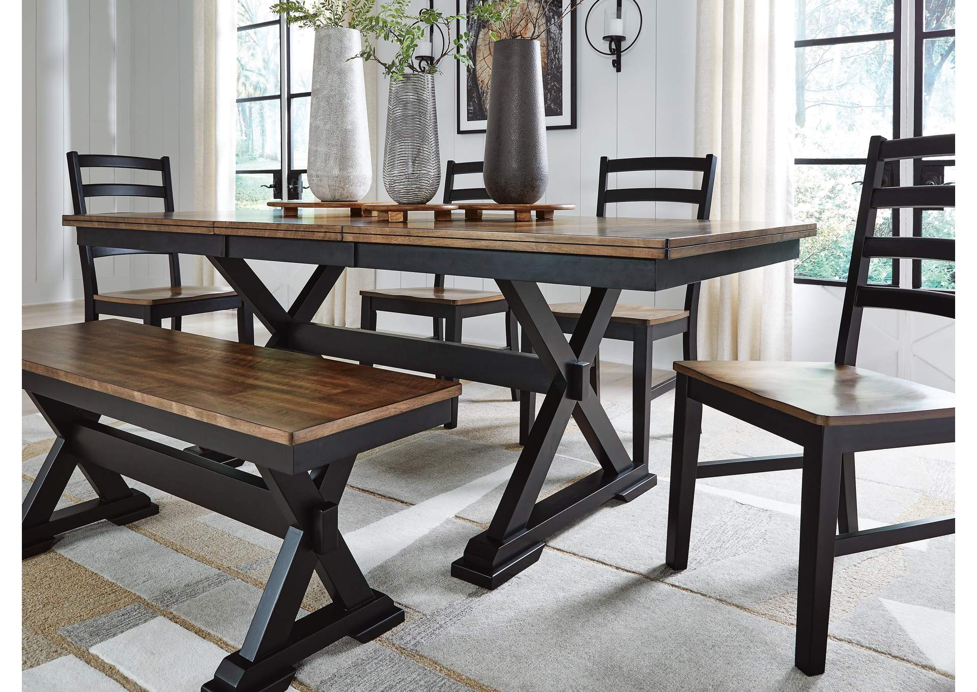 Wildenauer Extendable Dining Table and 4 Chairs and Bench image 6