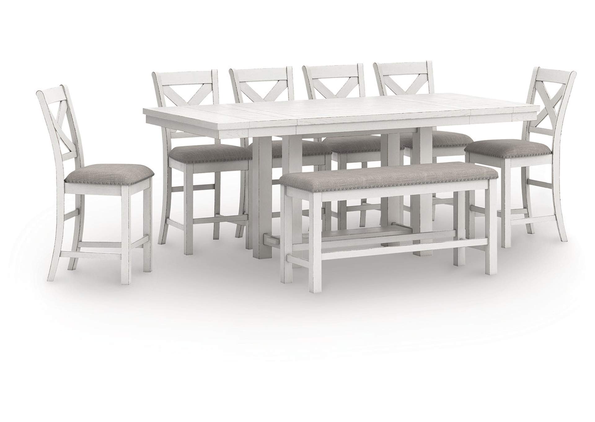 Robbinsdale Counter Height Extension Dining Table, 6 Barstools and Bench image 1