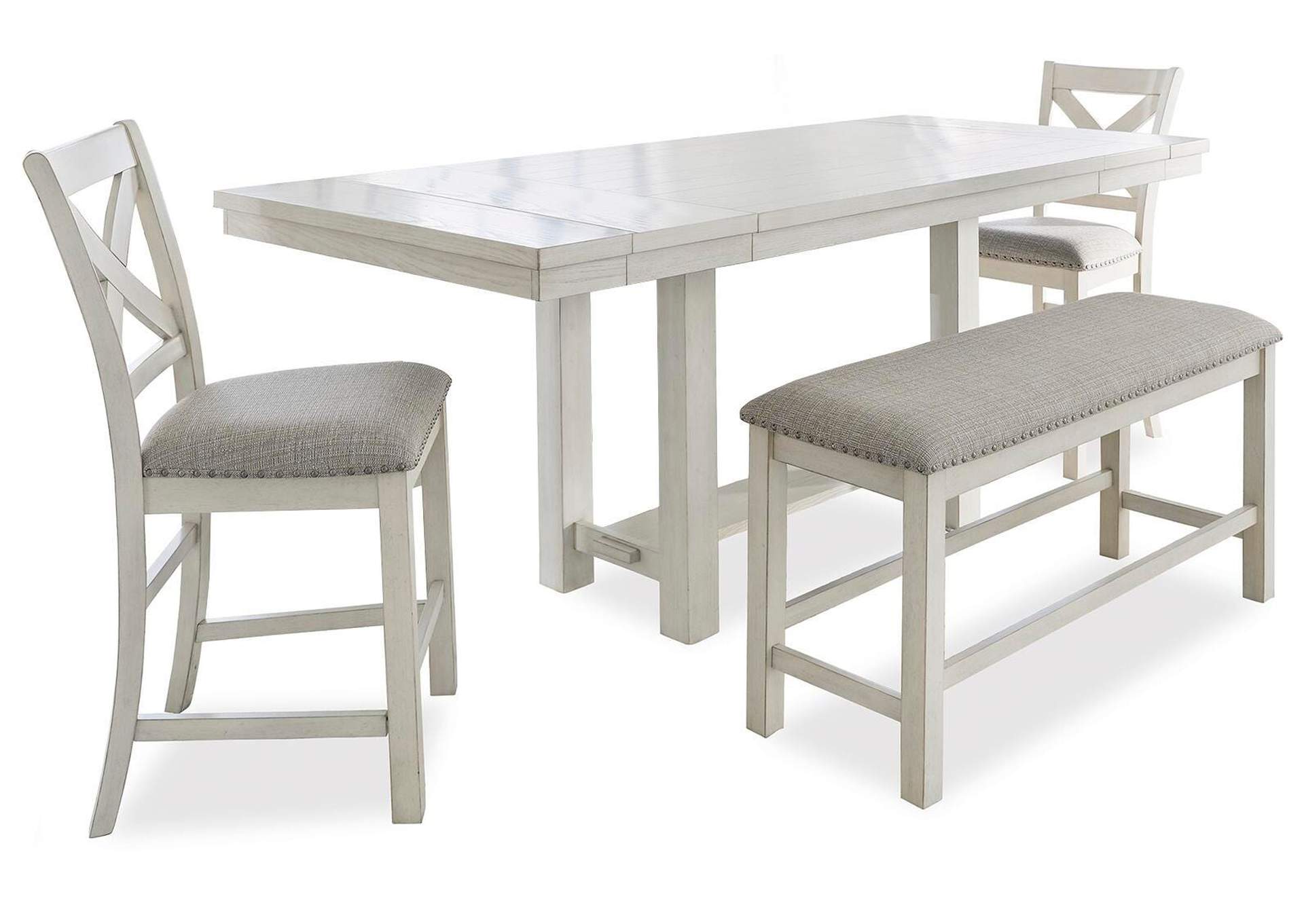 Robbinsdale Counter Height Extendable Dining Table and 2 Barstools and Bench image 1