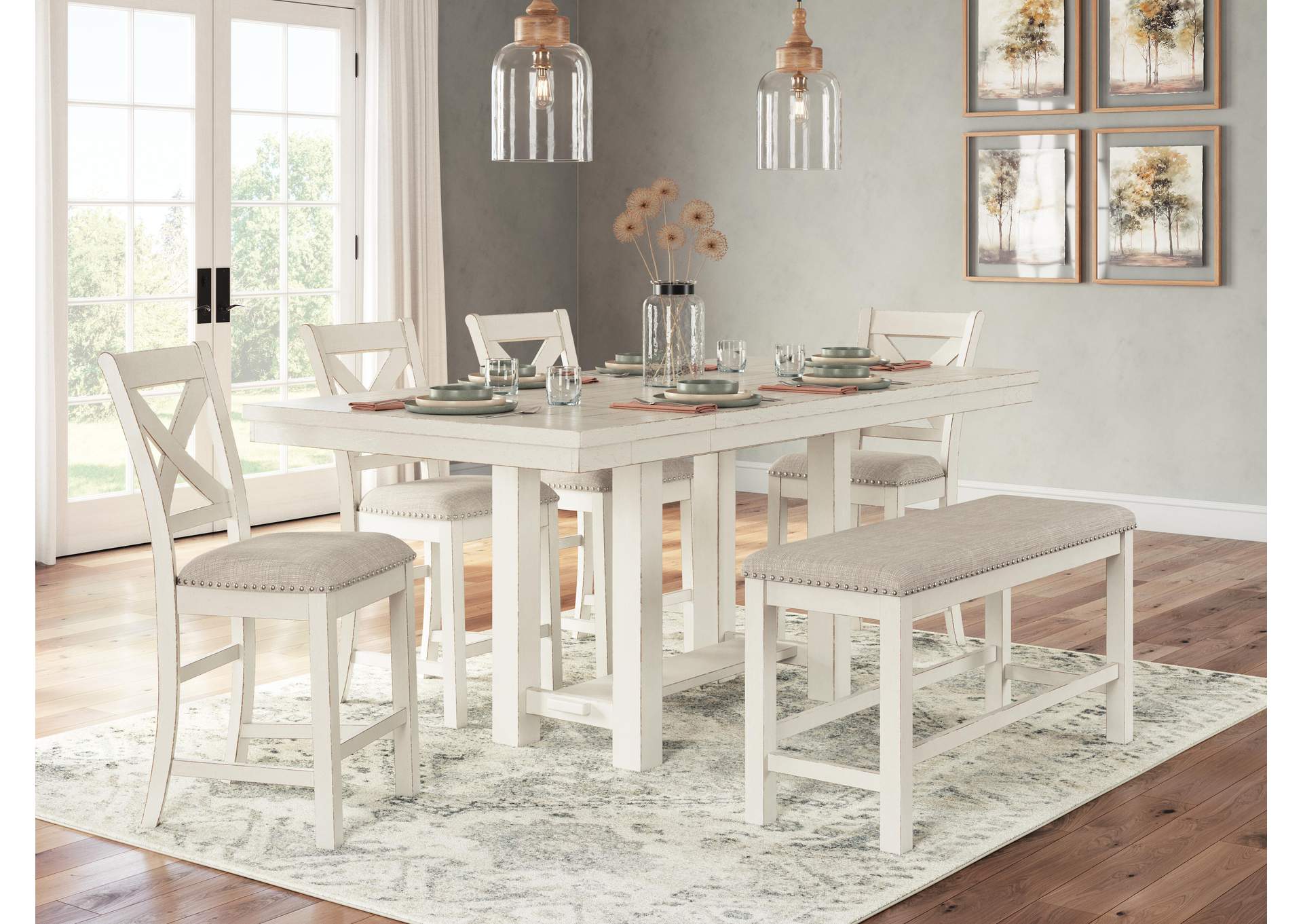 Robbinsdale Counter Height Dining Table, 4 Barstools and Bench image 2