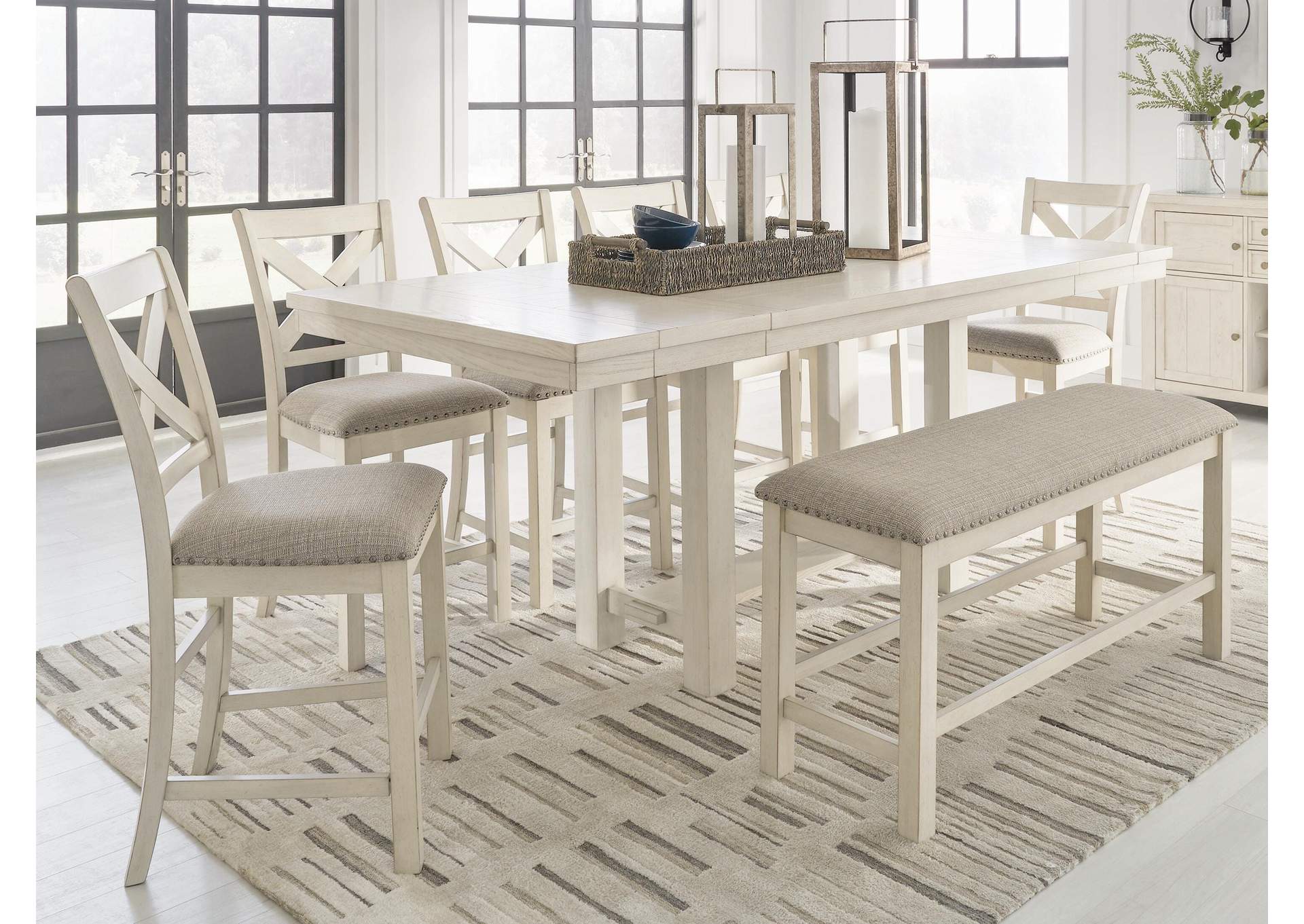Robbinsdale Counter Height  Extendable Dining Table and 6 Barstools and Bench image 9