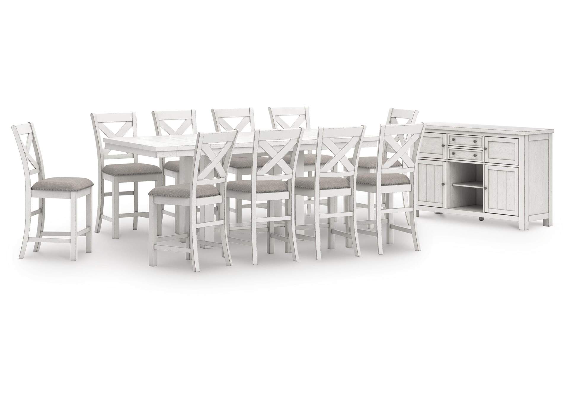 Robbinsdale Counter Height Extendable Dining Table and 10 Barstools with Storage image 1