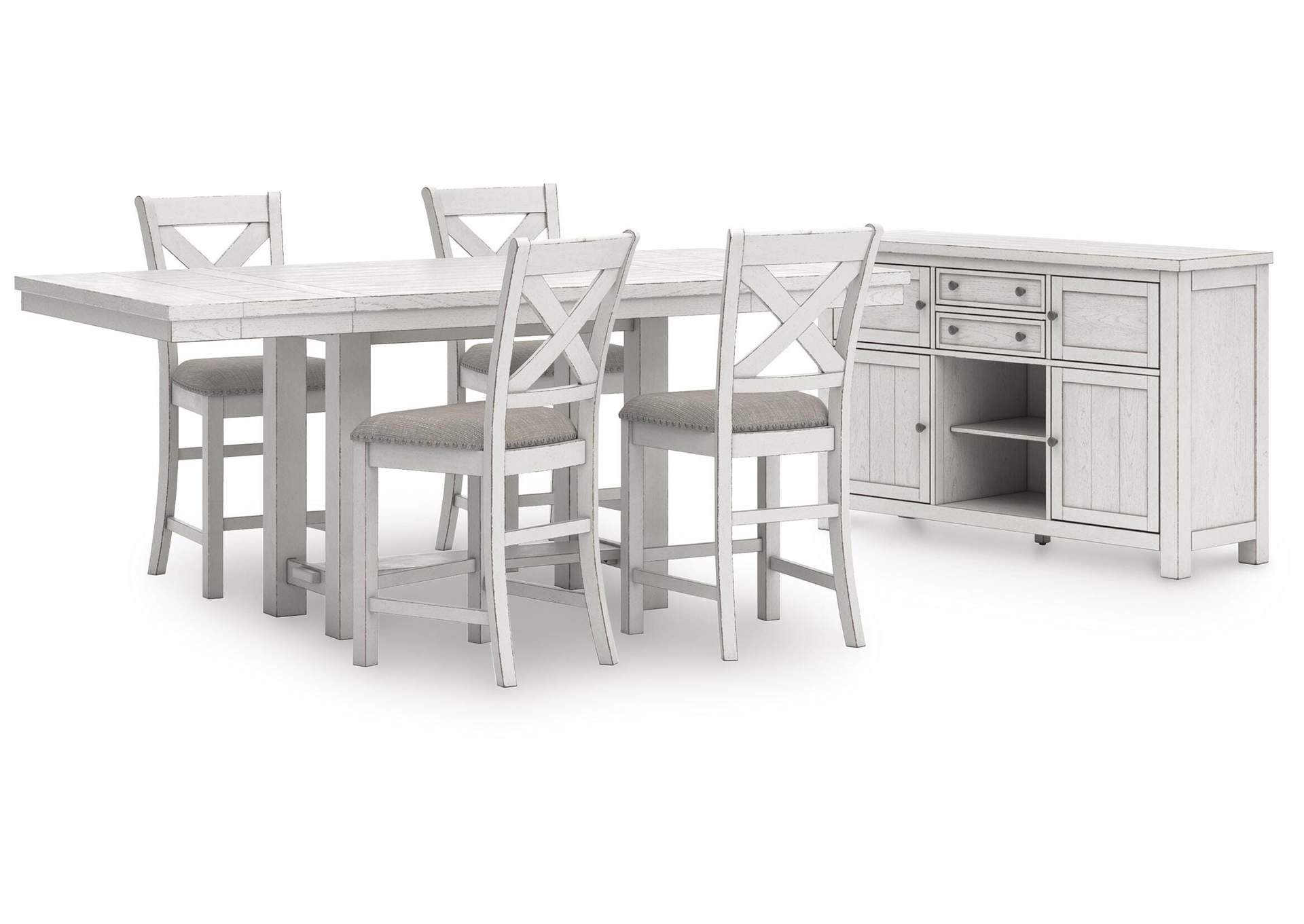 Robbinsdale Counter Height Extendable Dining Table and 4 Barstools with Storage image 1