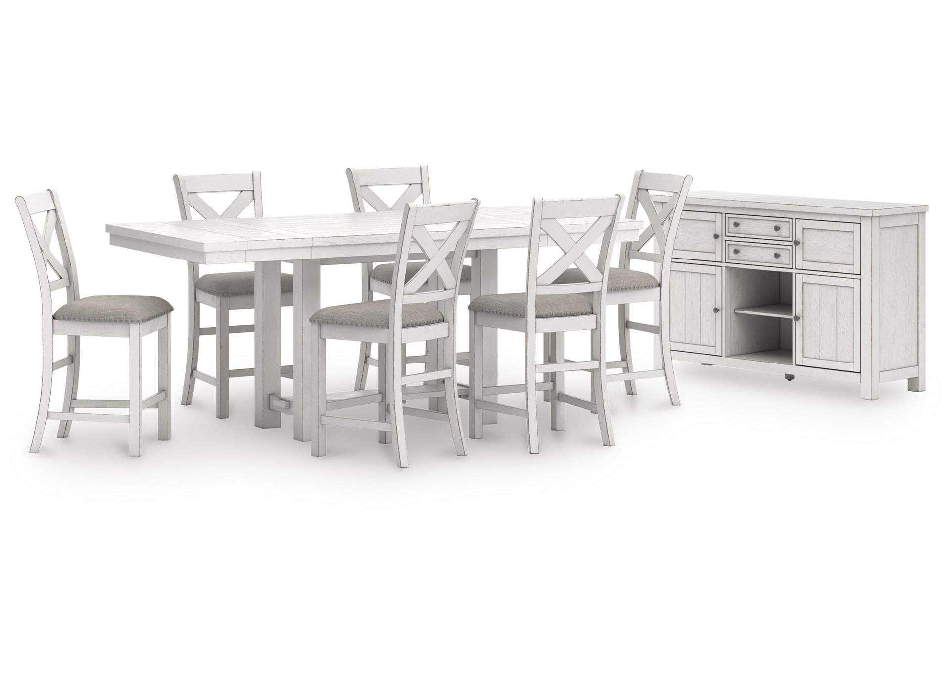 Robbinsdale Counter Height Extendable Dining Table and 6 Barstools with Storage image 1