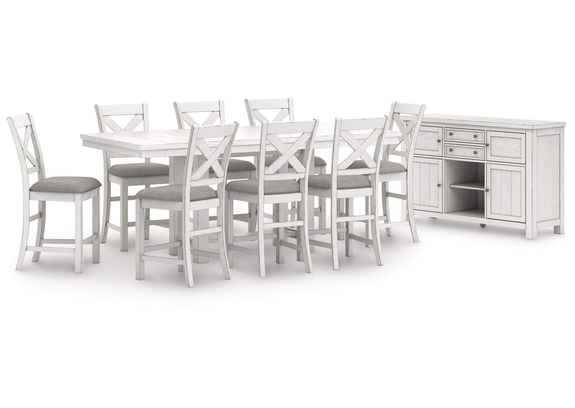 Robbinsdale Counter Height Extendable Dining Table and 8 Barstools with Storage image 1