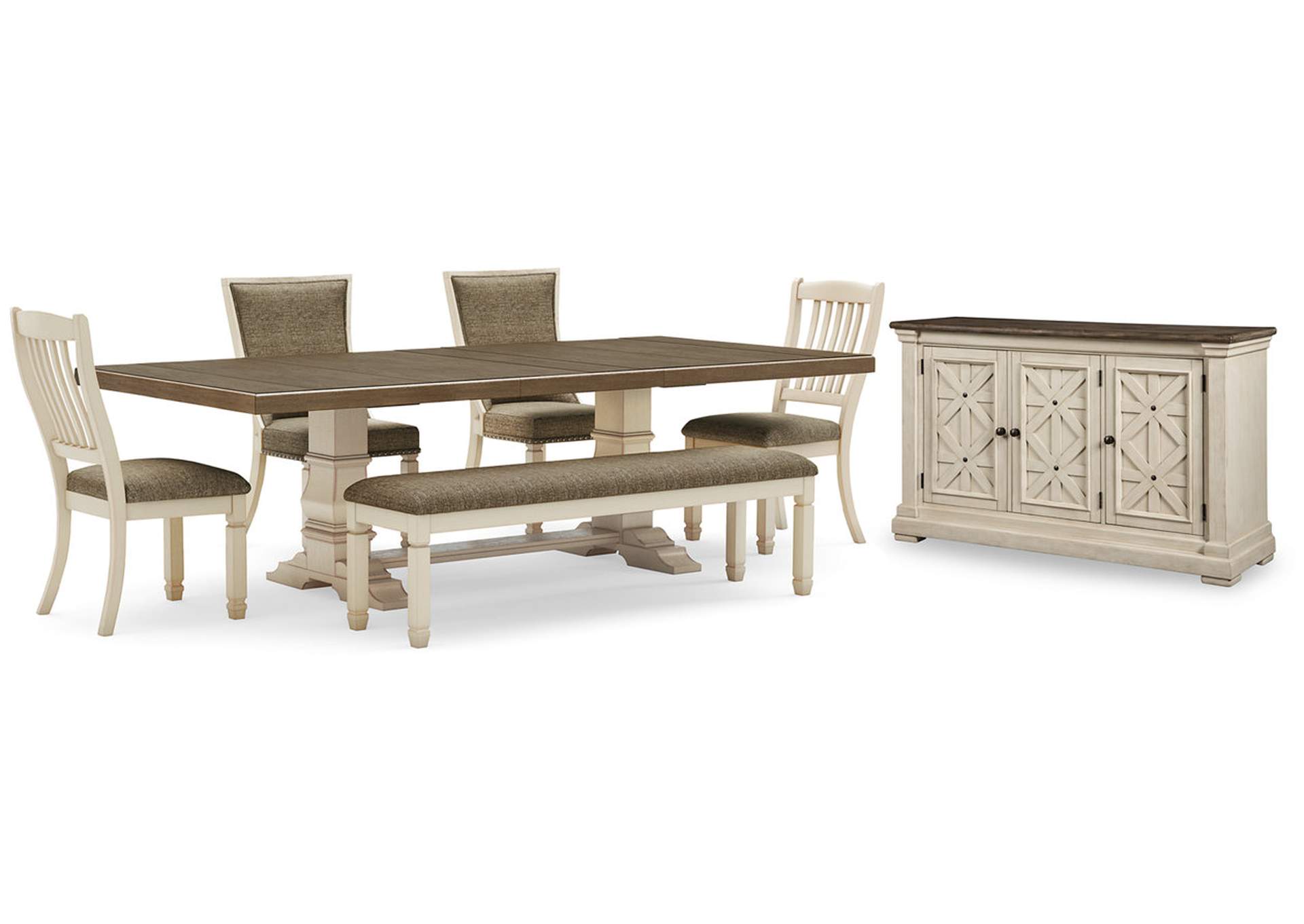 Bolanburg Extendable Dining Table and 4 Chairs and Bench with Storage image 1