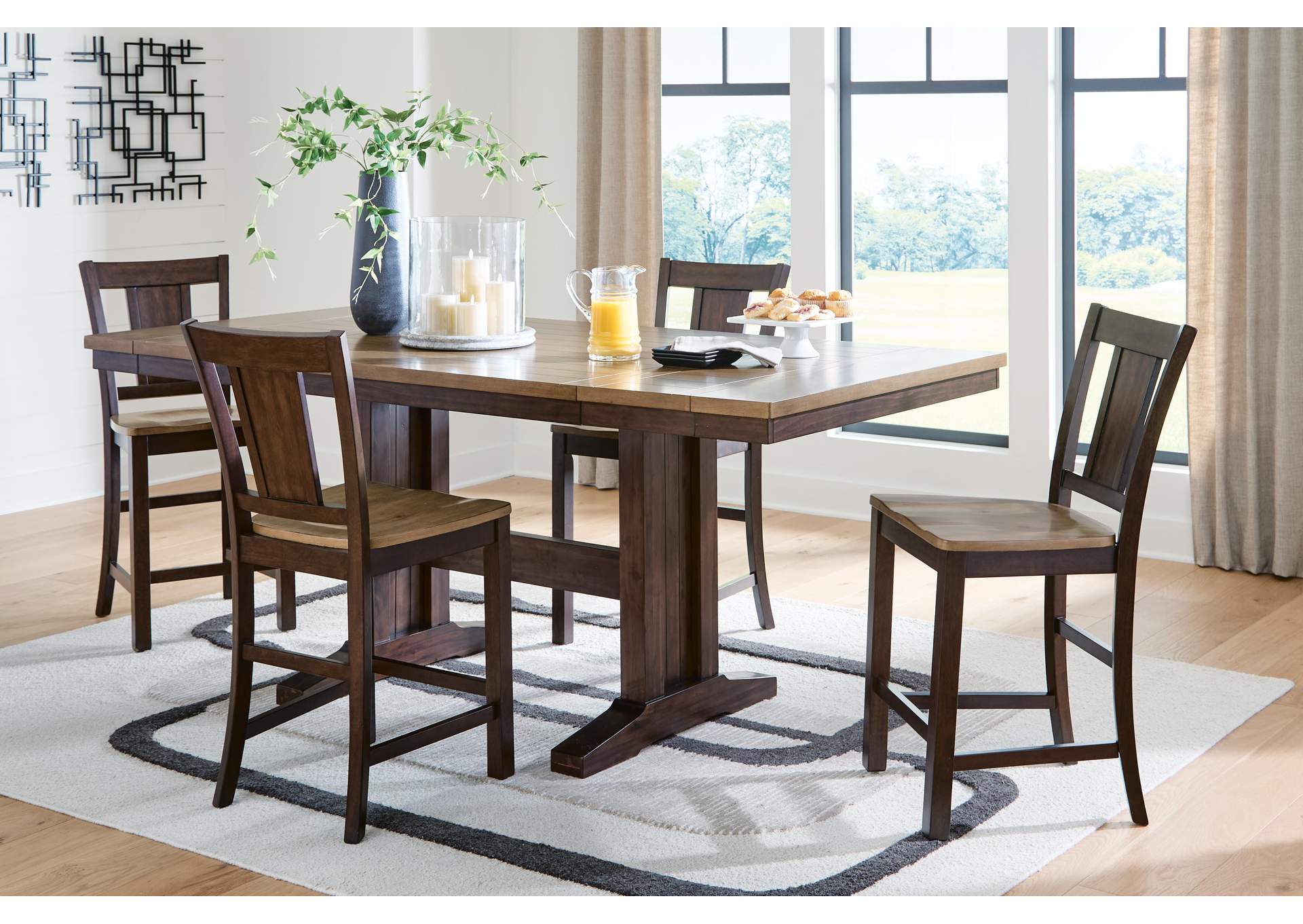 Rylandeen Counter Height Extension Dining Table and 4 Barstools image 2