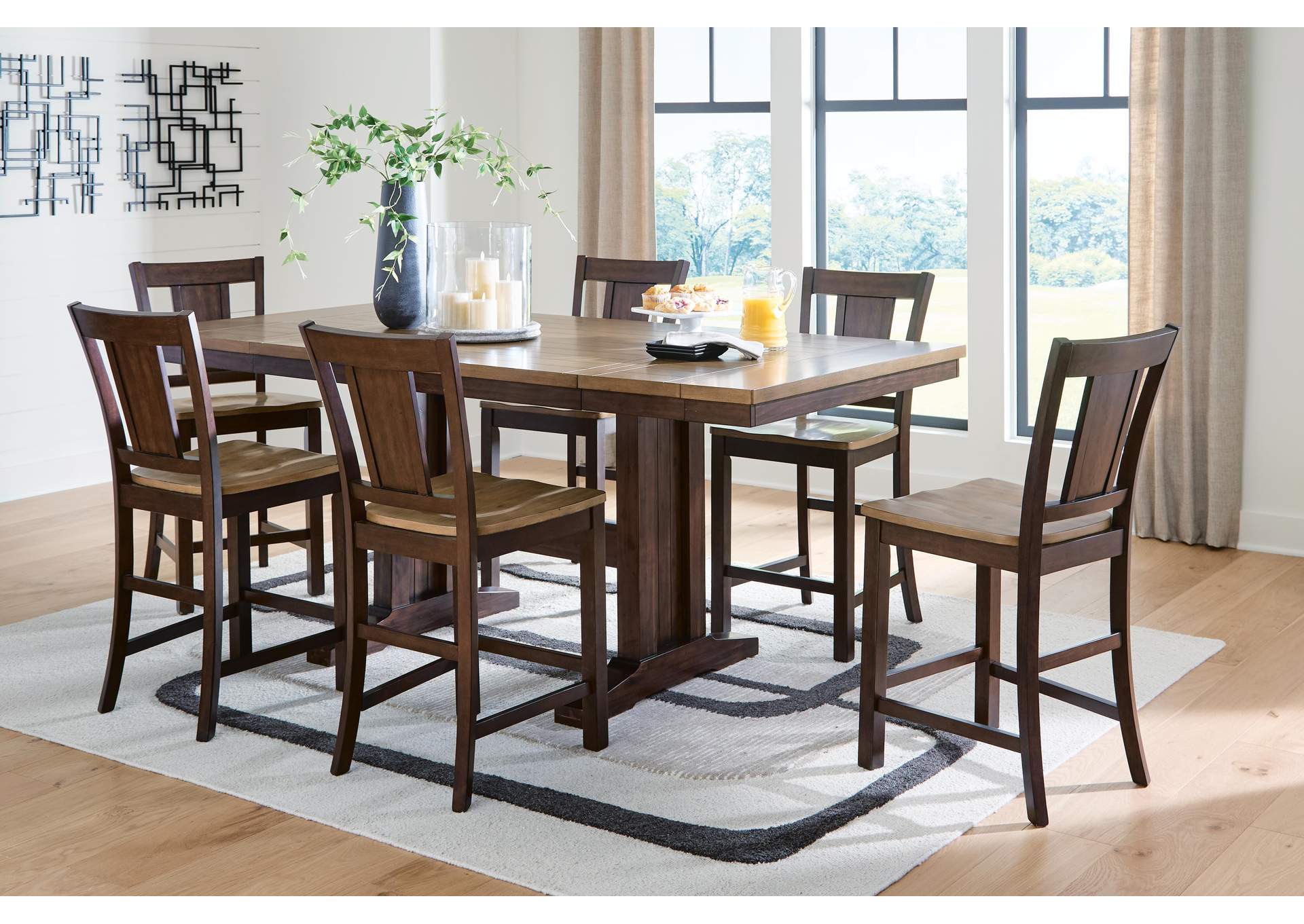 Rylandeen Counter Height Extension Dining Table and 6 Barstools image 2