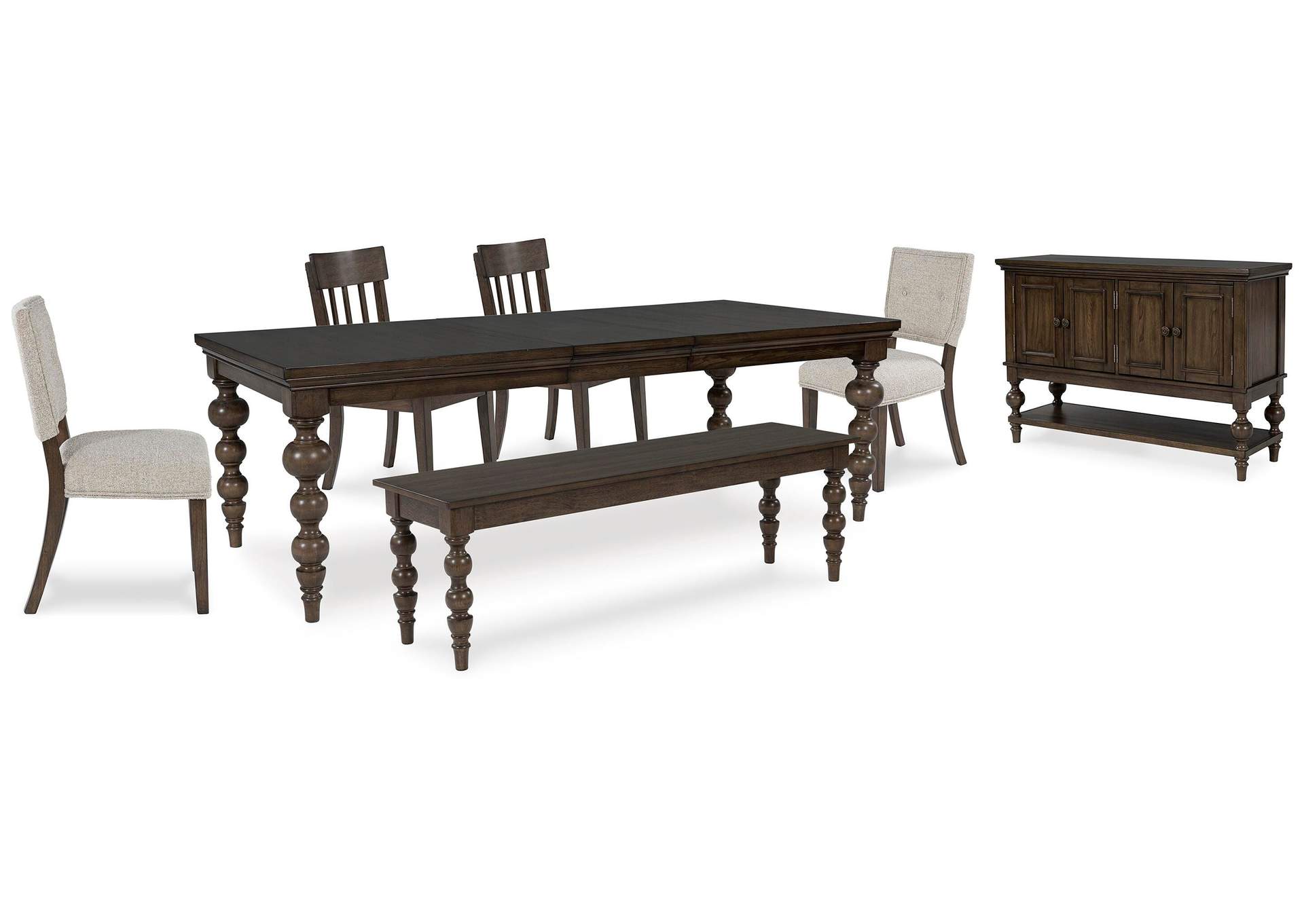 Veramond Extendable Dining Table and 4 Chairs and Bench with Storage image 1