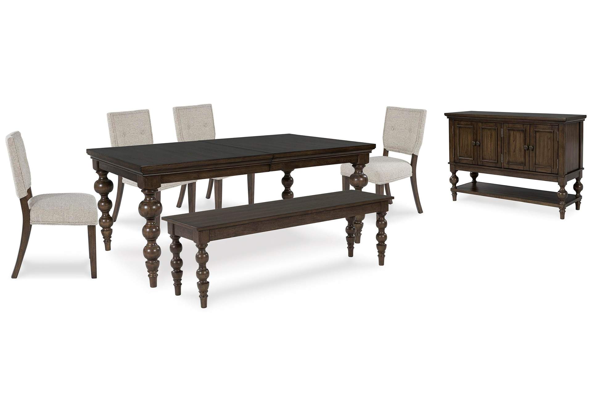 Veramond Extendable Dining Table and 4 Chairs and Bench with Storage image 1