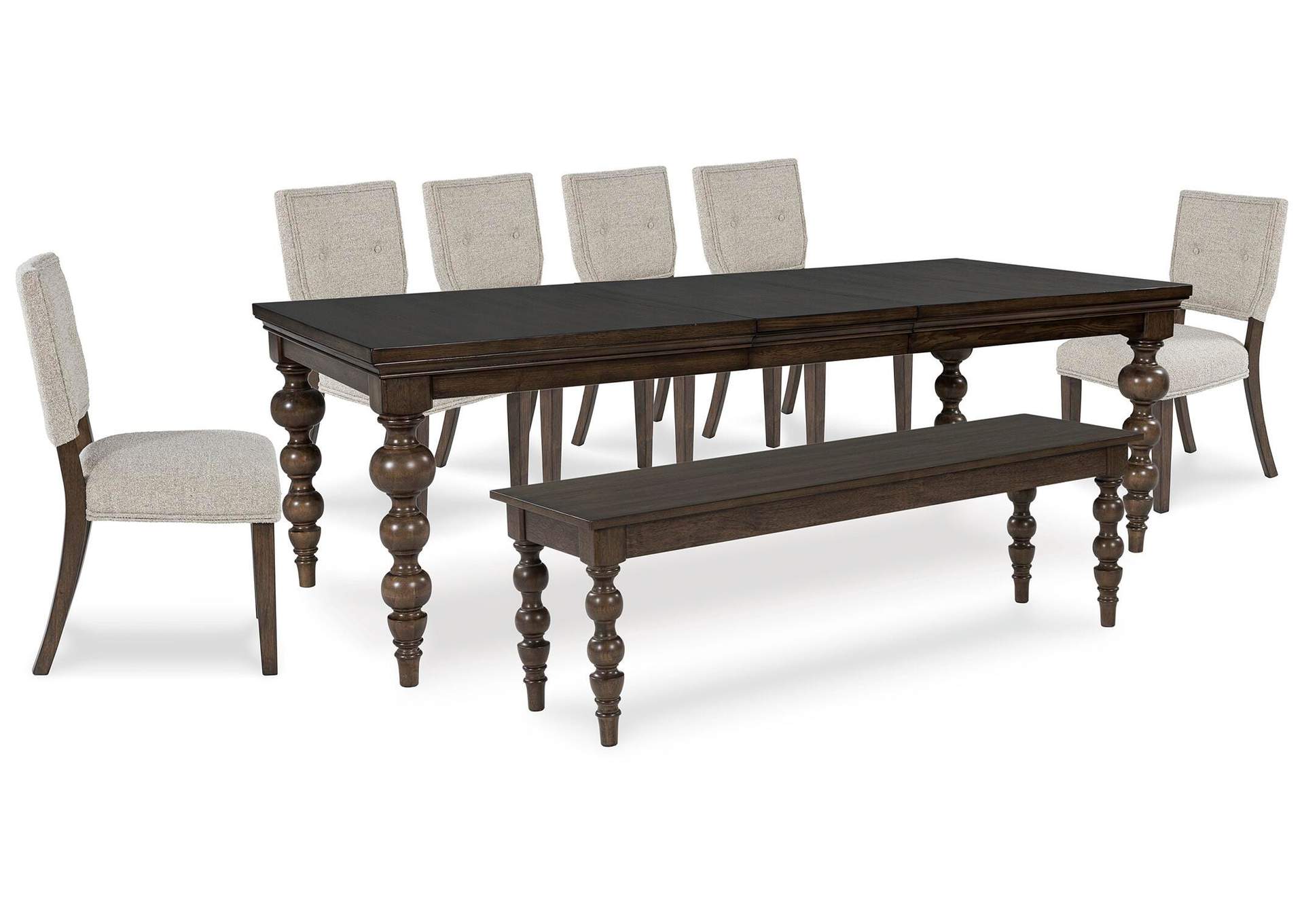 Veramond Extendable Dining Table and 6 Chairs and Bench image 1