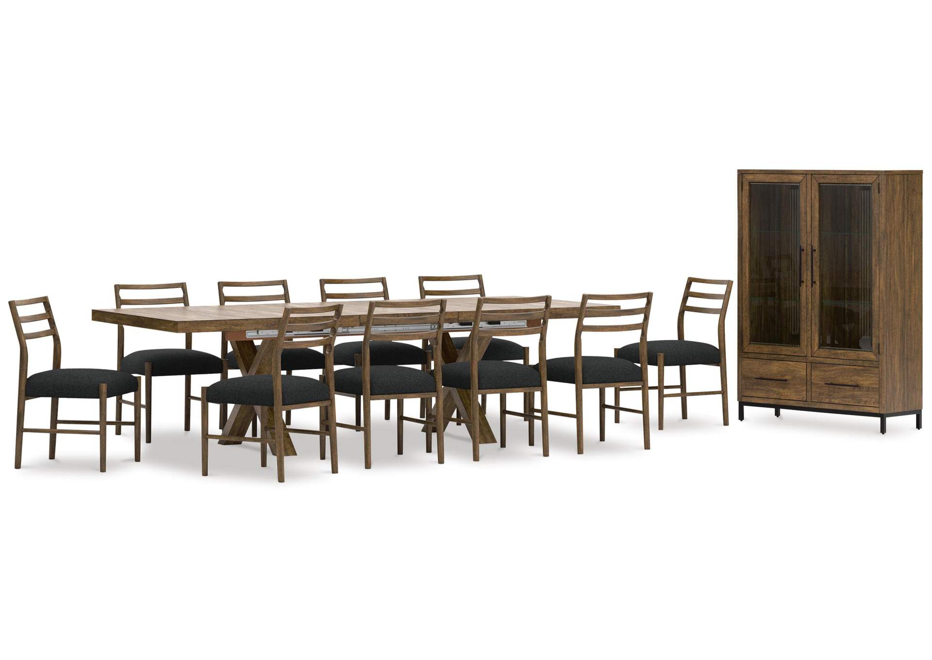 Steenlage Extendable Dining Table and 10 Chairs with Storage image 1