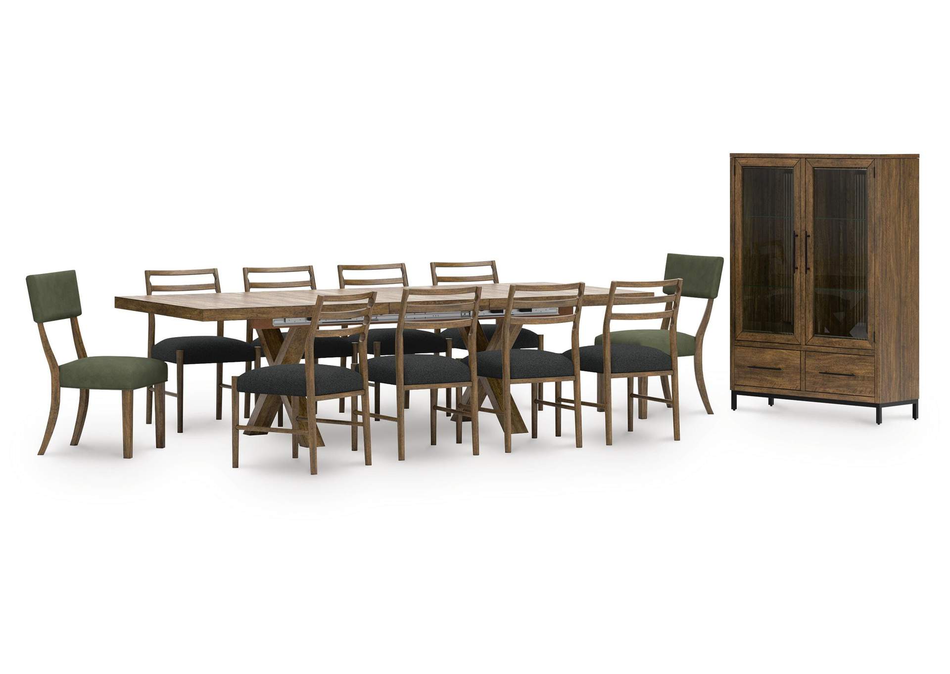 Steenlage Extendable Dining Table and 10 Chairs with Storage image 1