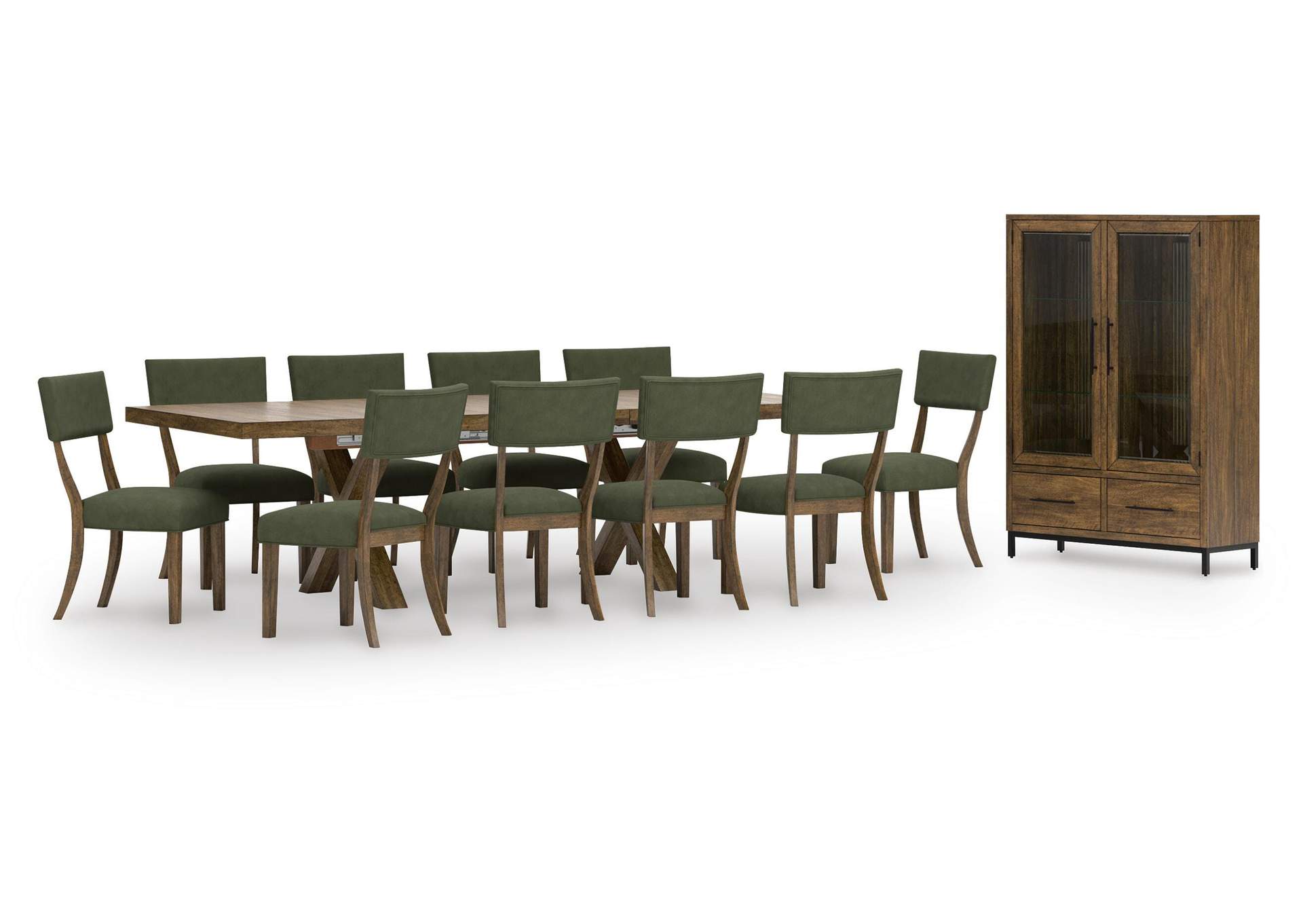 Steenlage Extendable Dining Table and 10 Chairs with Storage image 1