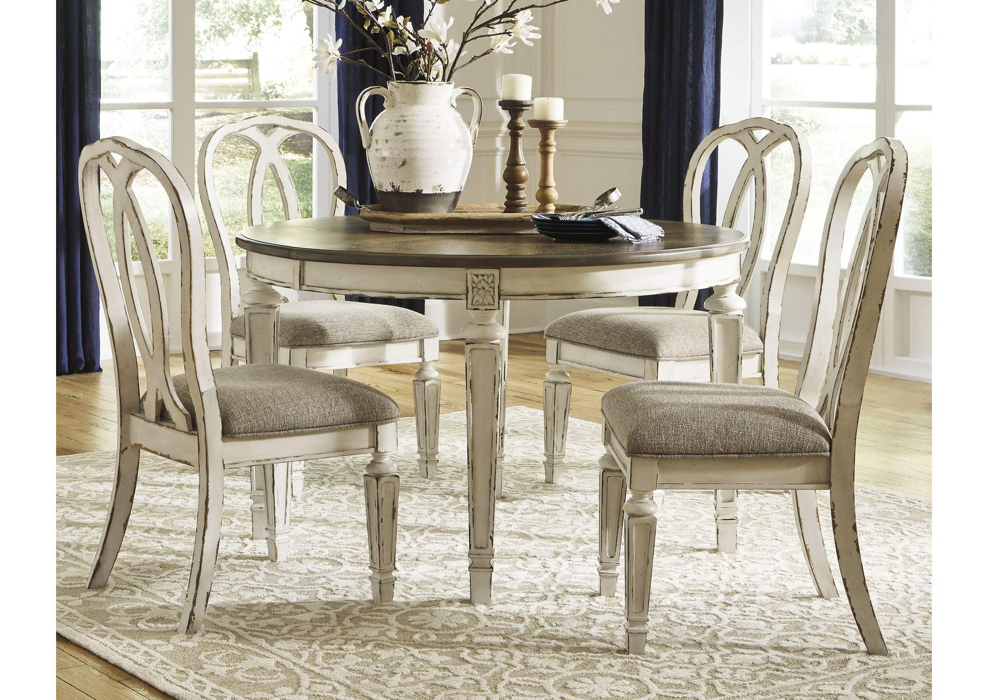 Realyn Extendable Dining Table and 4 Ribbon Back Chairs image 2