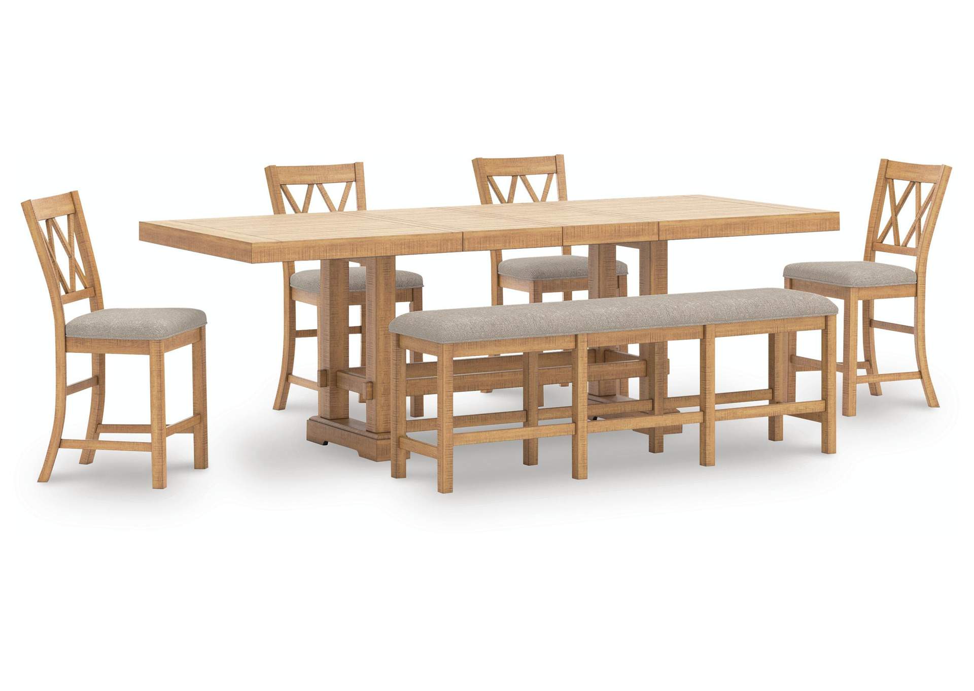 Havonplane Counter Height Extendable Dining Table and 4 Barstools and Bench image 1