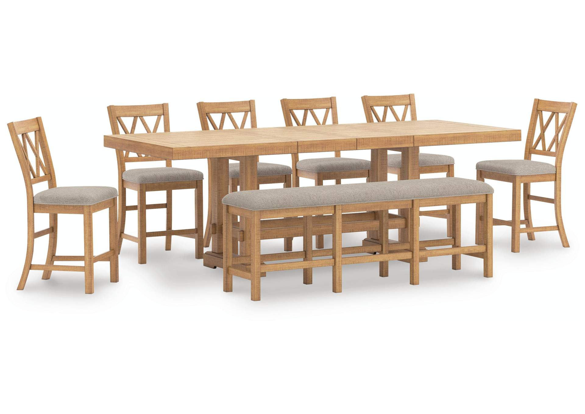 Havonplane Counter Height Extendable Dining Table and 6 Barstools and Bench image 1