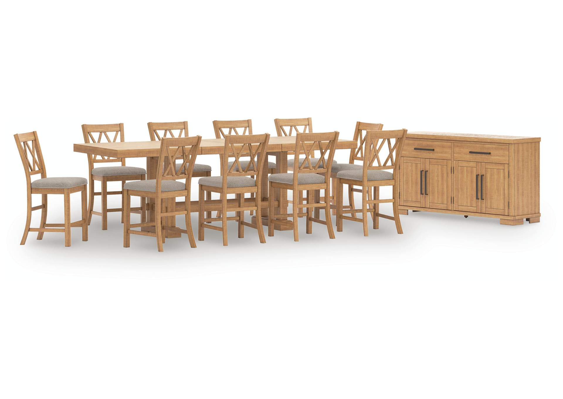 Havonplane Counter Height Extendable Dining Table and 10 Barstools with Storage image 1