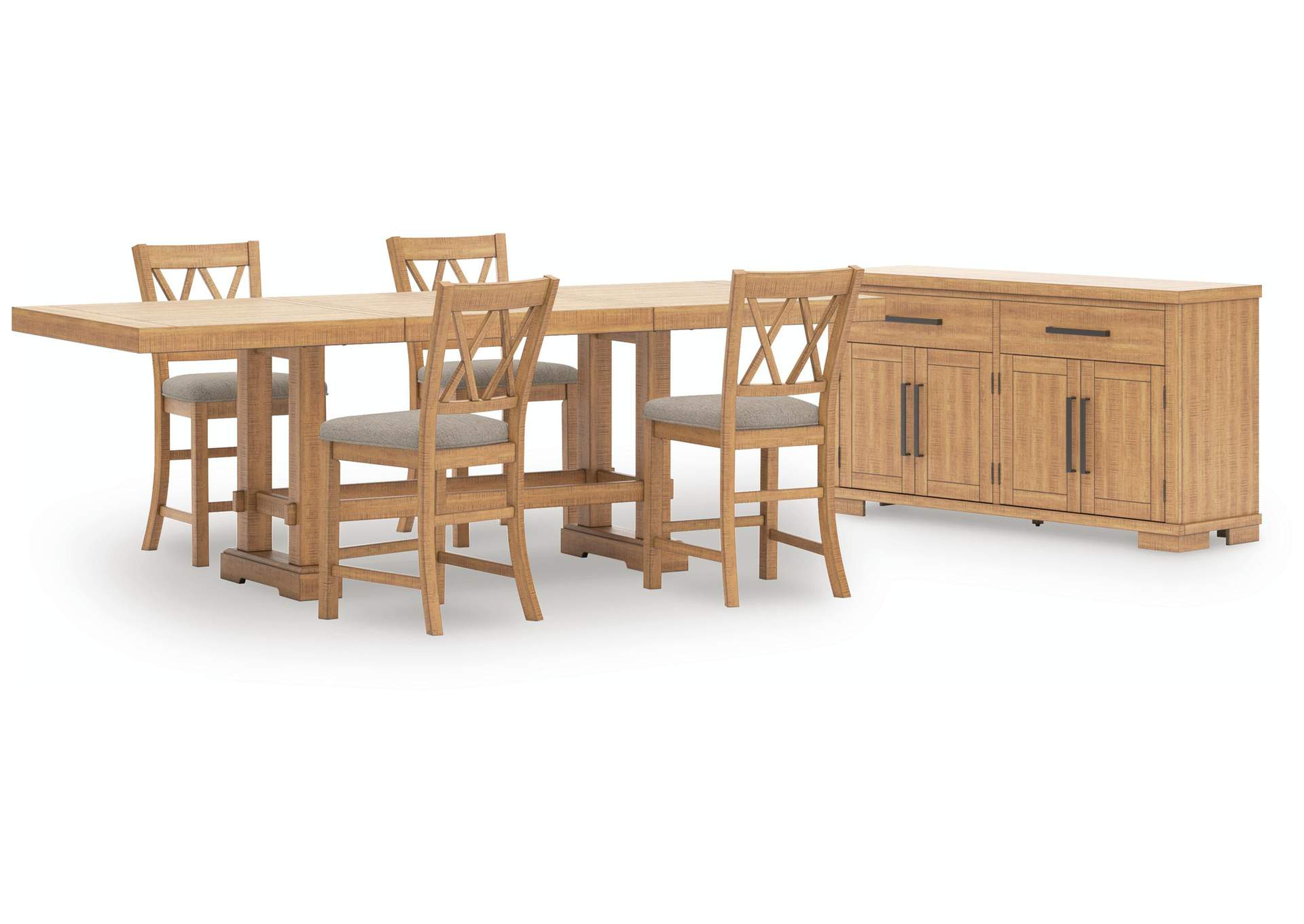 Havonplane Counter Height Extendable Dining Table and 4 Barstools with Storage image 1