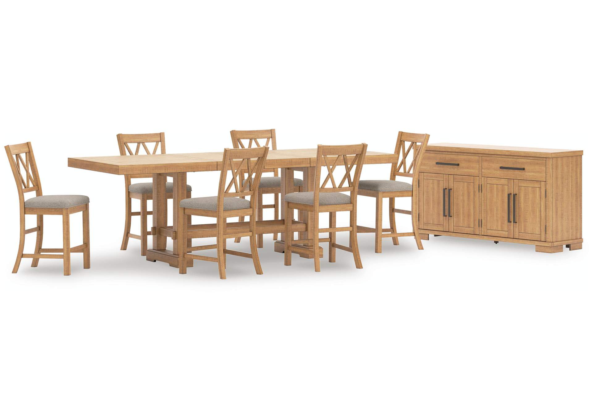 Havonplane Counter Height Extendable Dining Table and 6 Barstools with Storage image 1