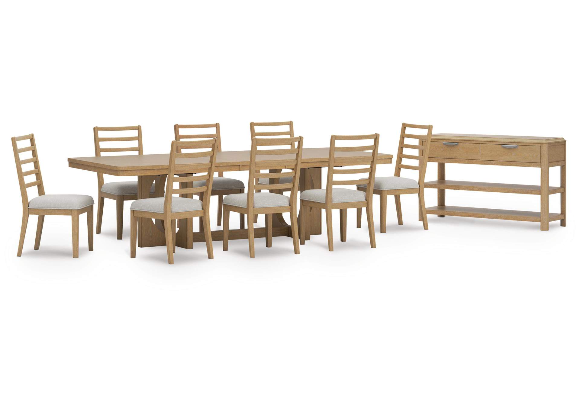 Rencott Extendable Dining Table and 8 Chairs with Storage image 1