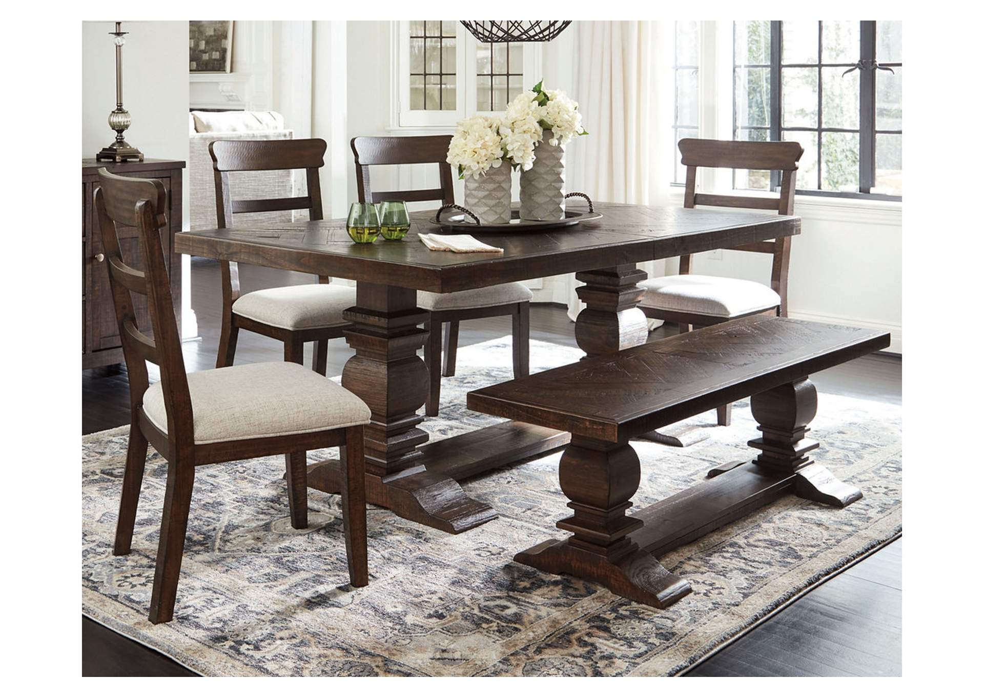 Hillcott Dining Table and 4 Chairs and Bench