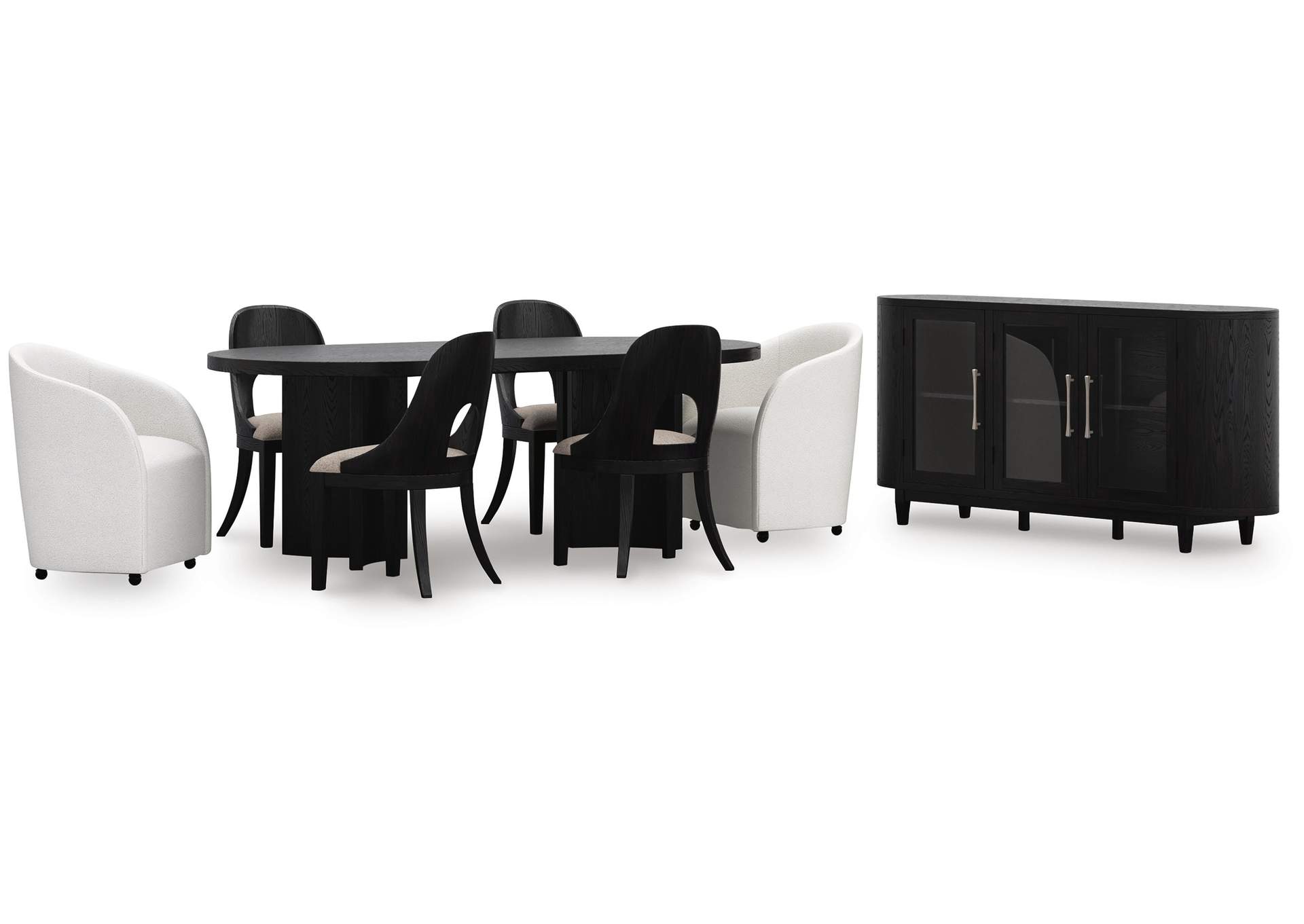 Rowanbeck Dining Table and 6 Chairs with Storage image 1