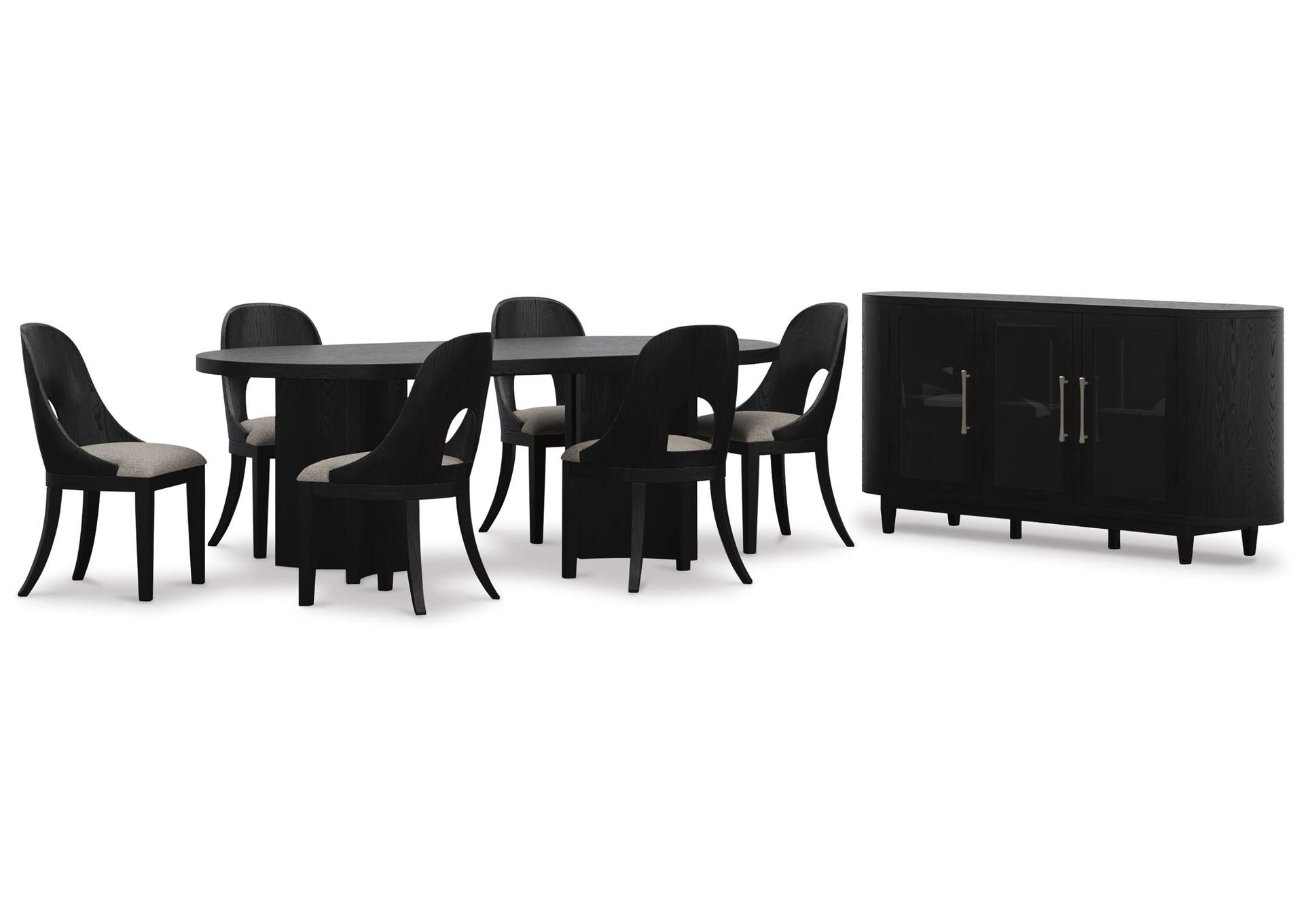 Rowanbeck Dining Table and 6 Chairs with Storage image 1