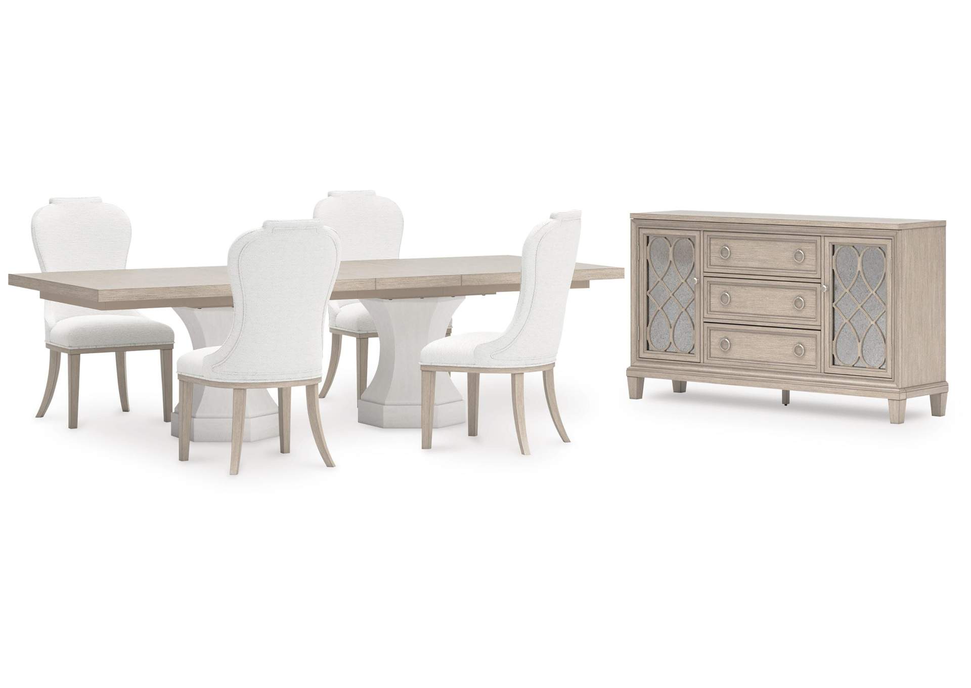 Jorlaina Extendable Dining Table and 4 Chairs with Storage image 1