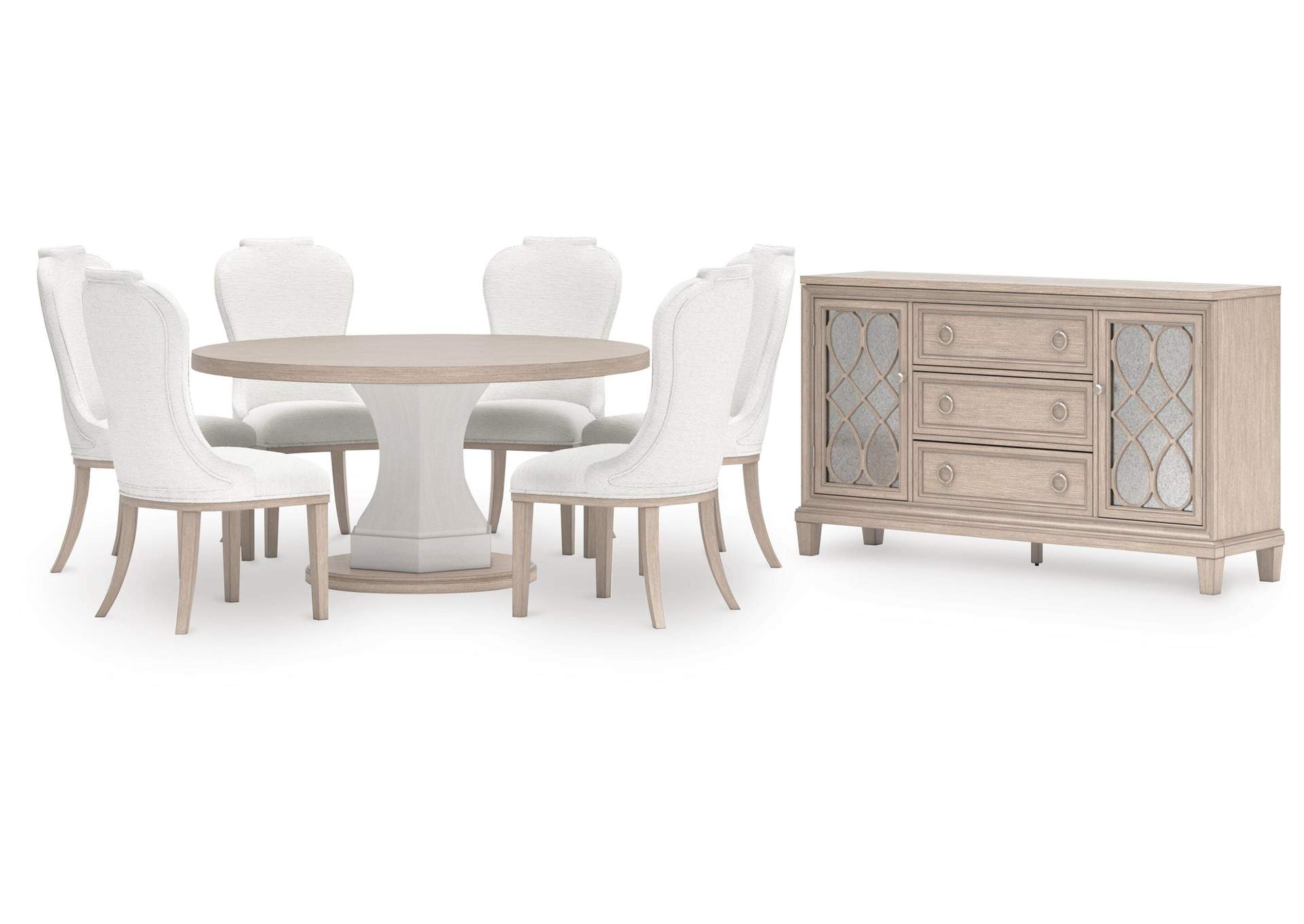 Jorlaina Dining Table and 6 Chairs with Storage image 1