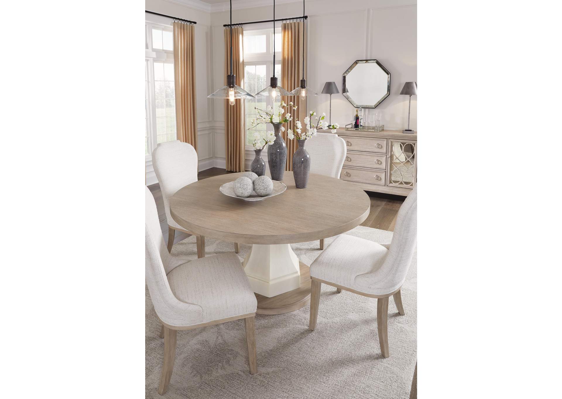 Jorlaina Dining Table and 6 Chairs with Storage image 9