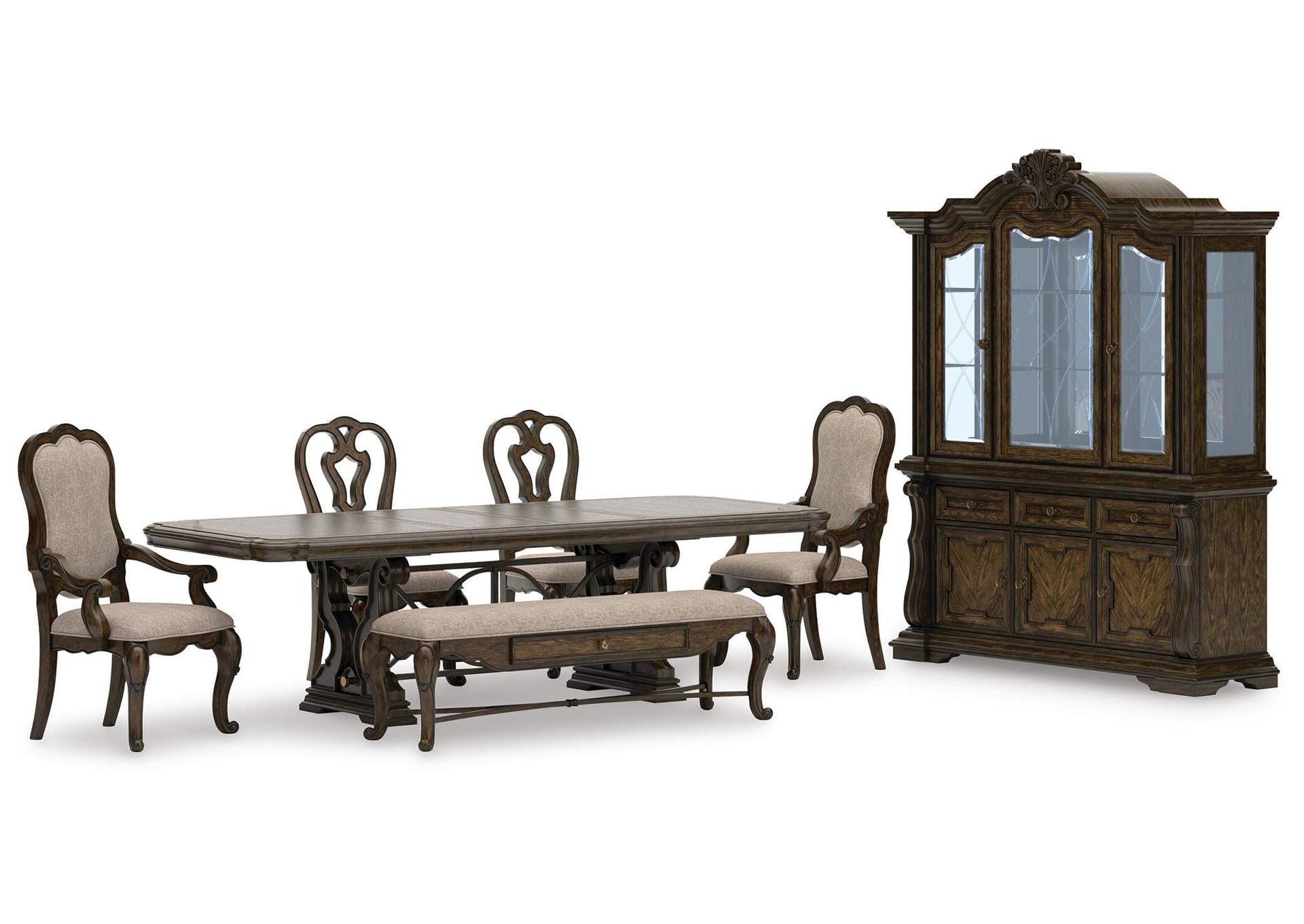 Maylee Extendable Dining Table and 4 Chairs and Bench with Storage image 1