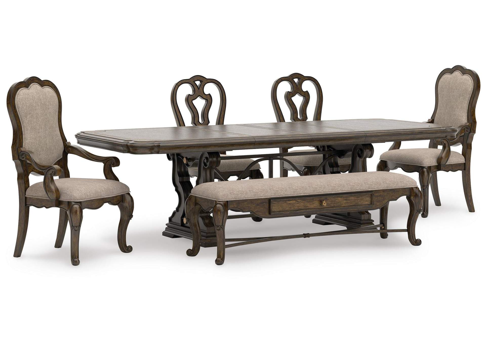 Maylee Extendable Dining Table and 4 Chairs and Bench image 1