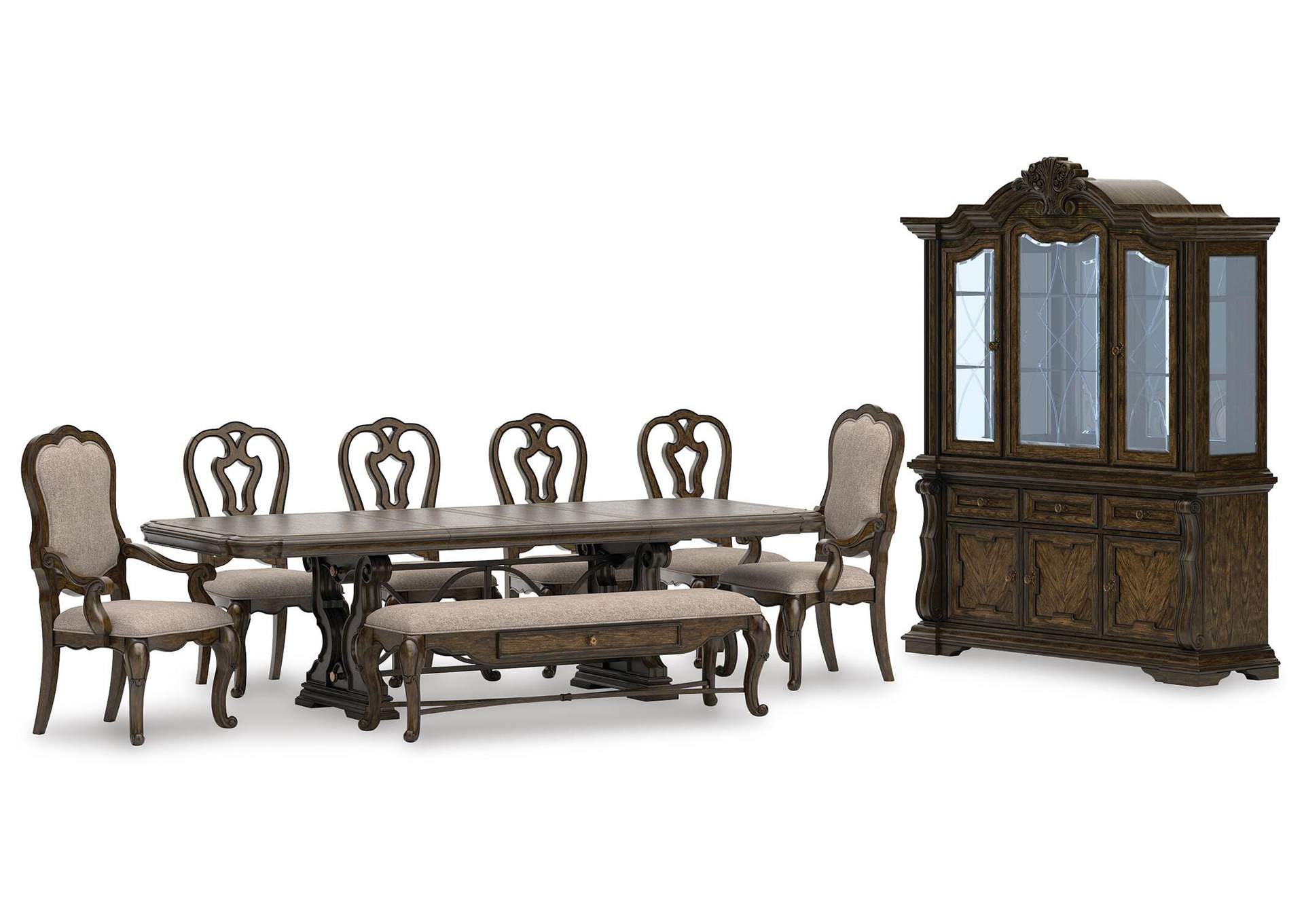 Maylee Extendable Dining Table and 6 Chairs and Bench with Storage image 1