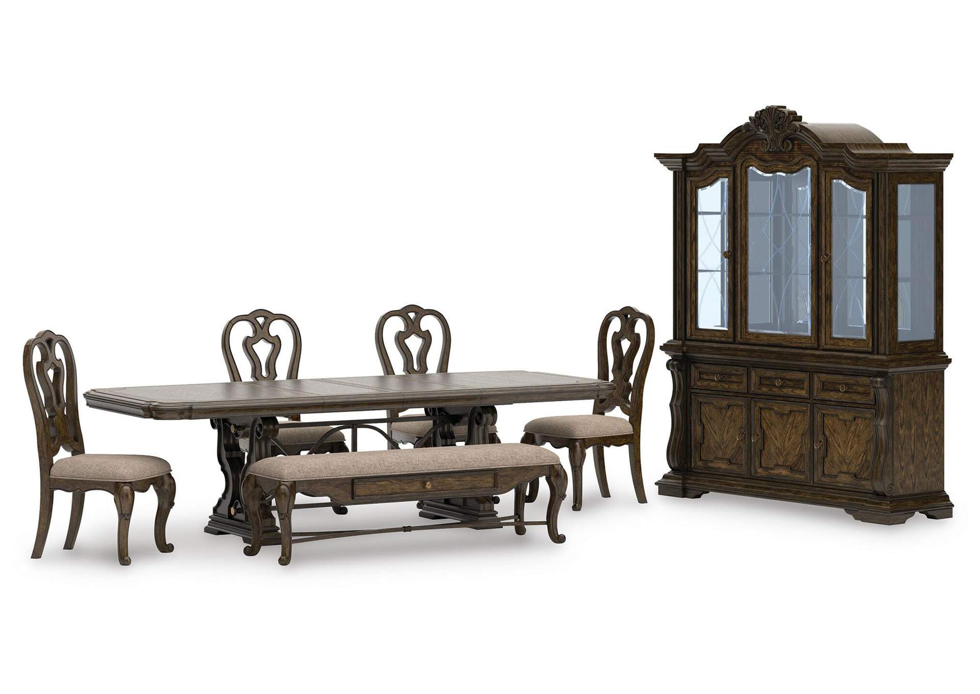 Maylee Extendable Dining Table and 4 Chairs and Bench with Storage image 1