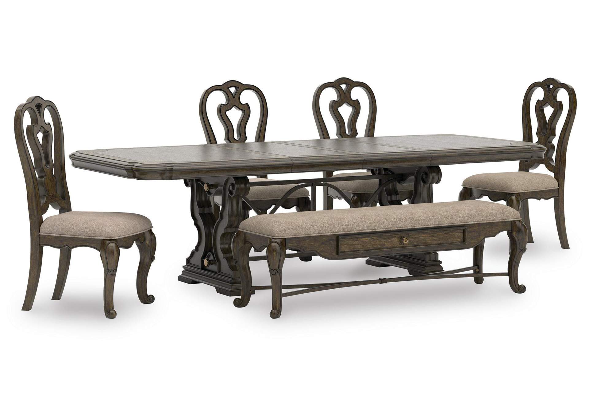 Maylee Extendable Dining Table and 4 Chairs and Bench image 1