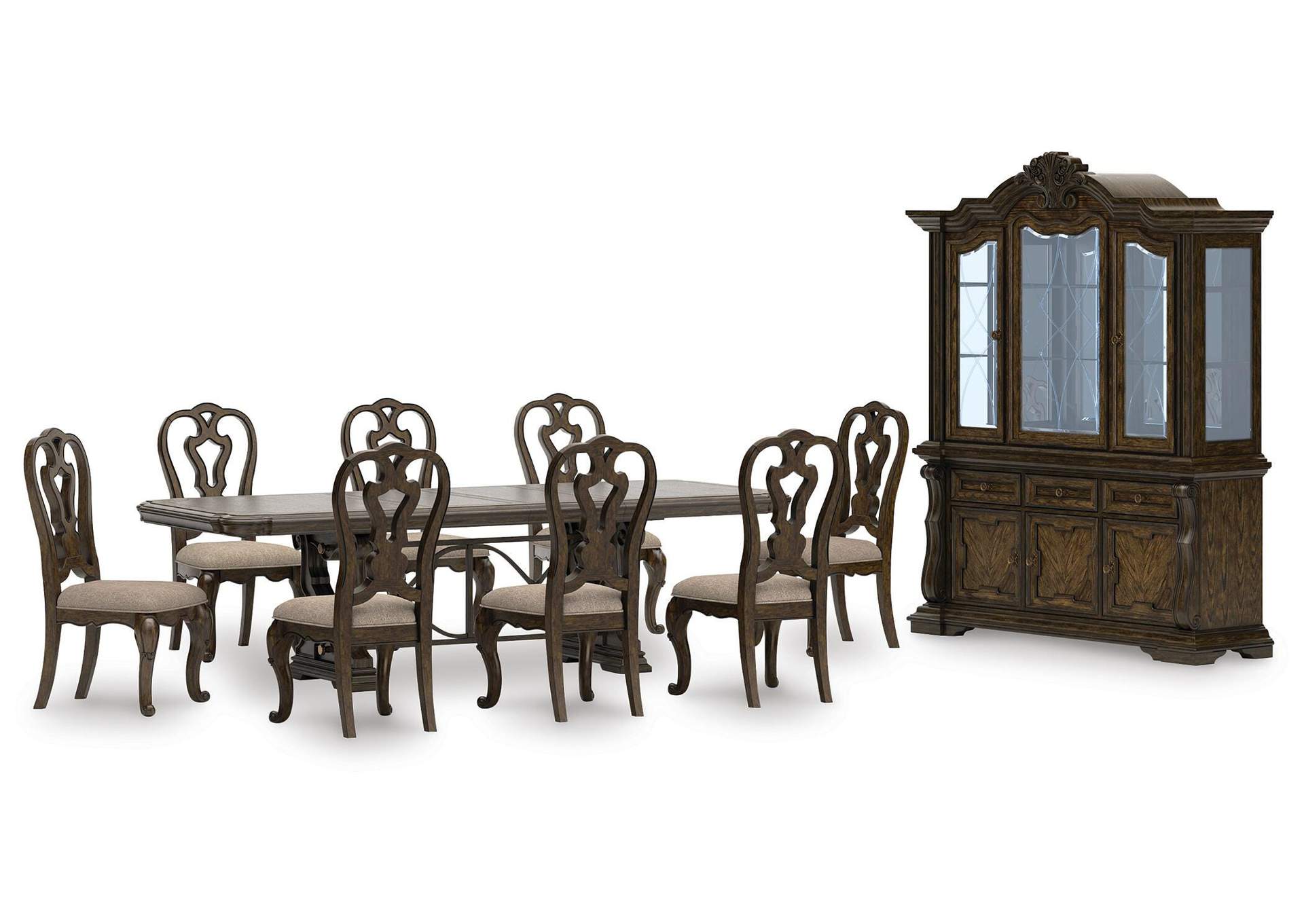 Maylee Extendable Dining Table and 8 Chairs with Storage image 1
