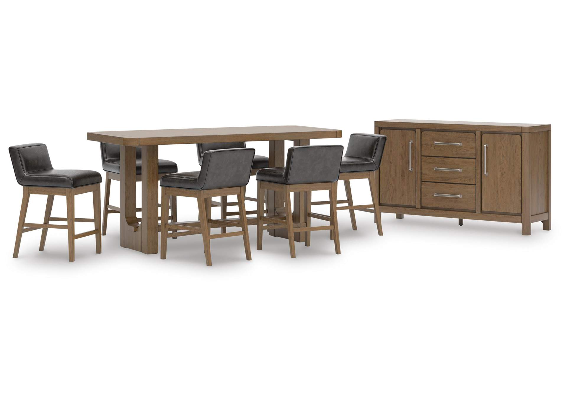 Cabalynn Counter Height Dining Table and 6 Barstools with Storage image 1