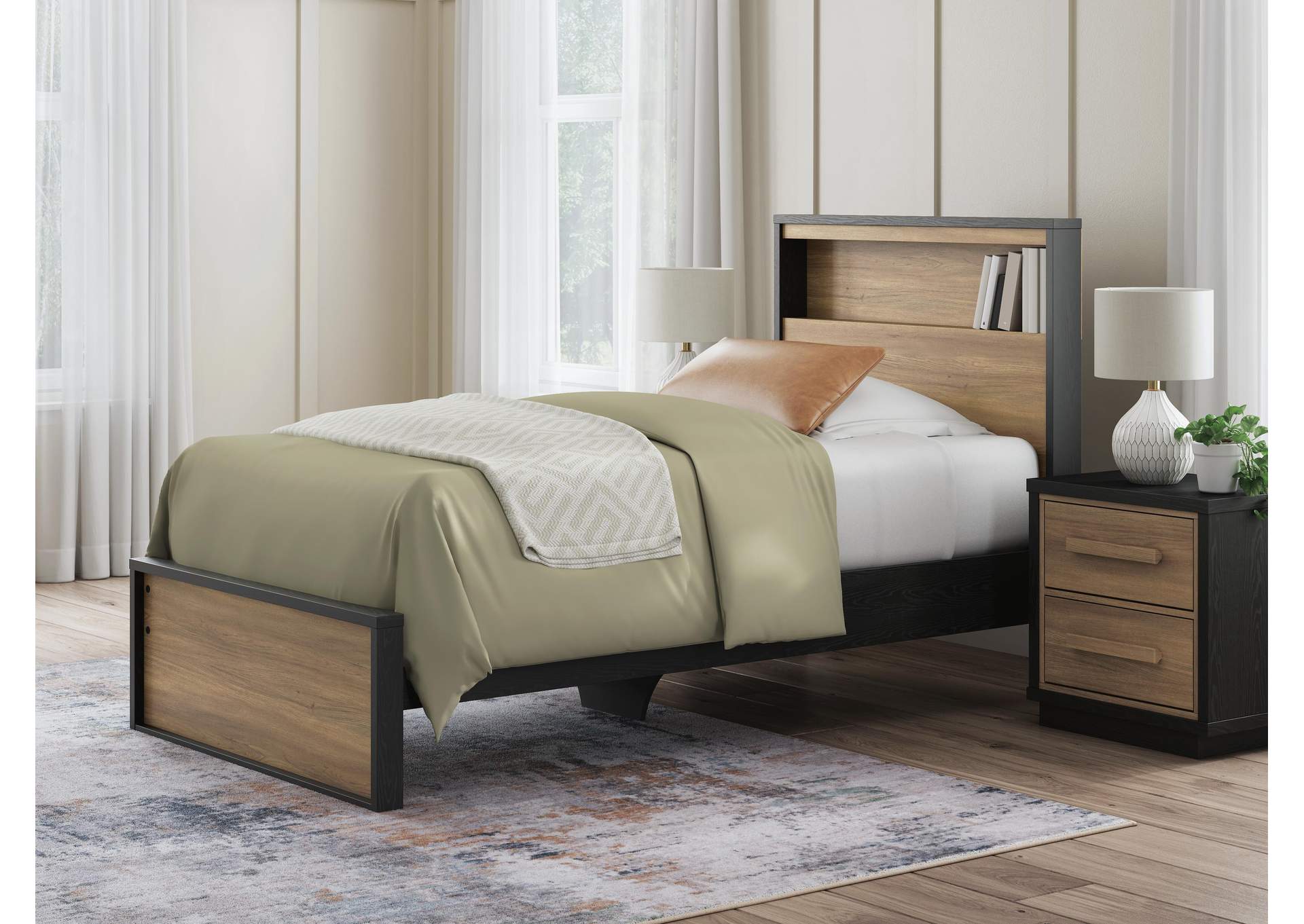 Kozmour Twin Bookcase Complete Bed Frame image 2