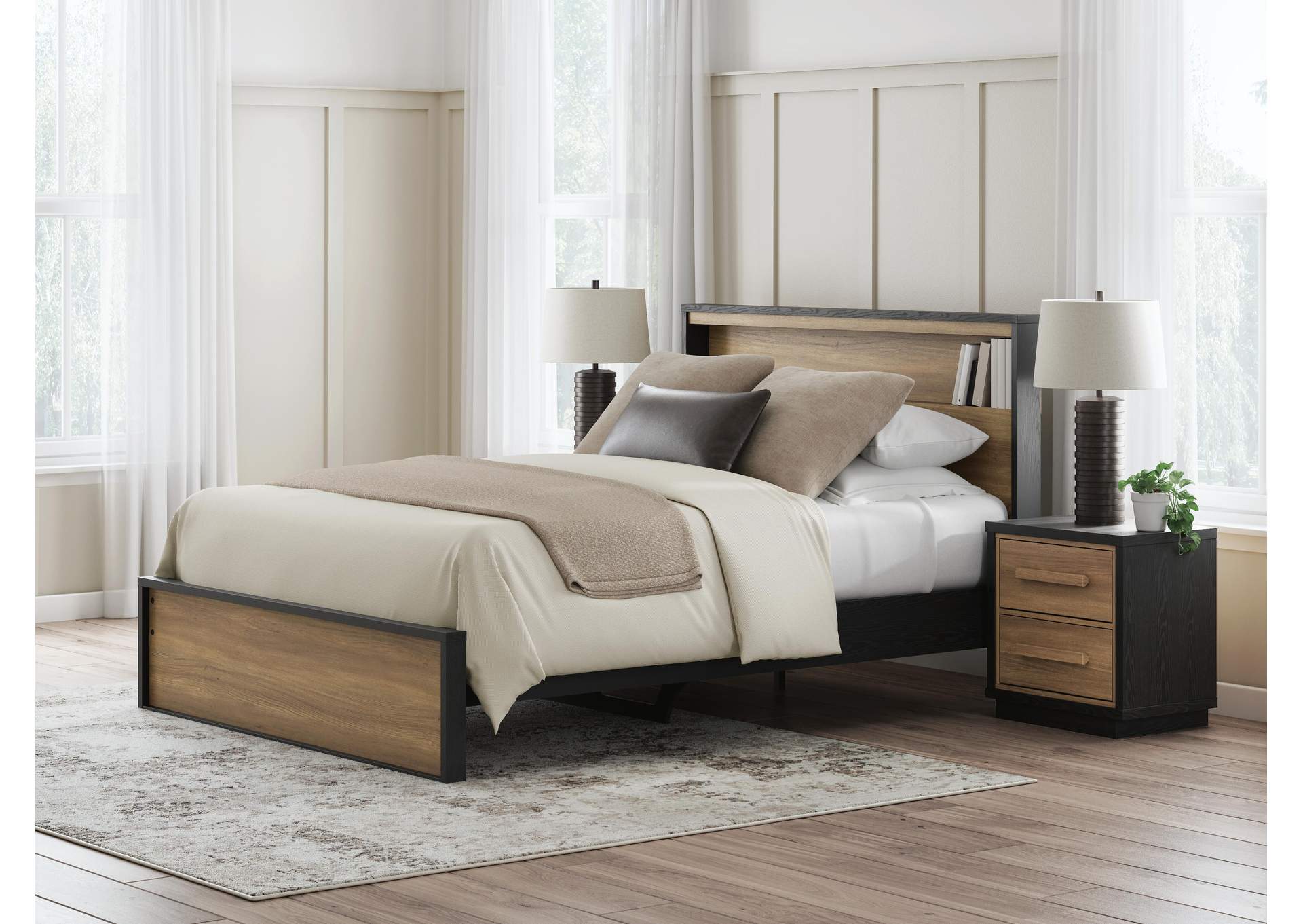 Kozmour Queen Bookcase Complete Bed Frame image 2