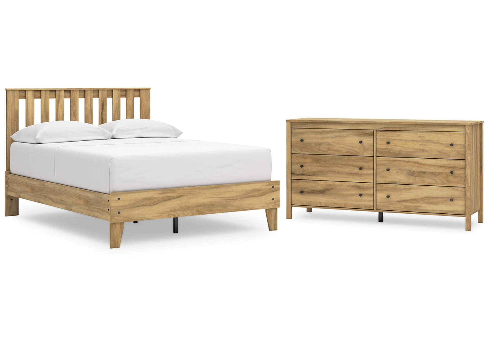 Bermacy Full Platform Panel Bed with Dresser