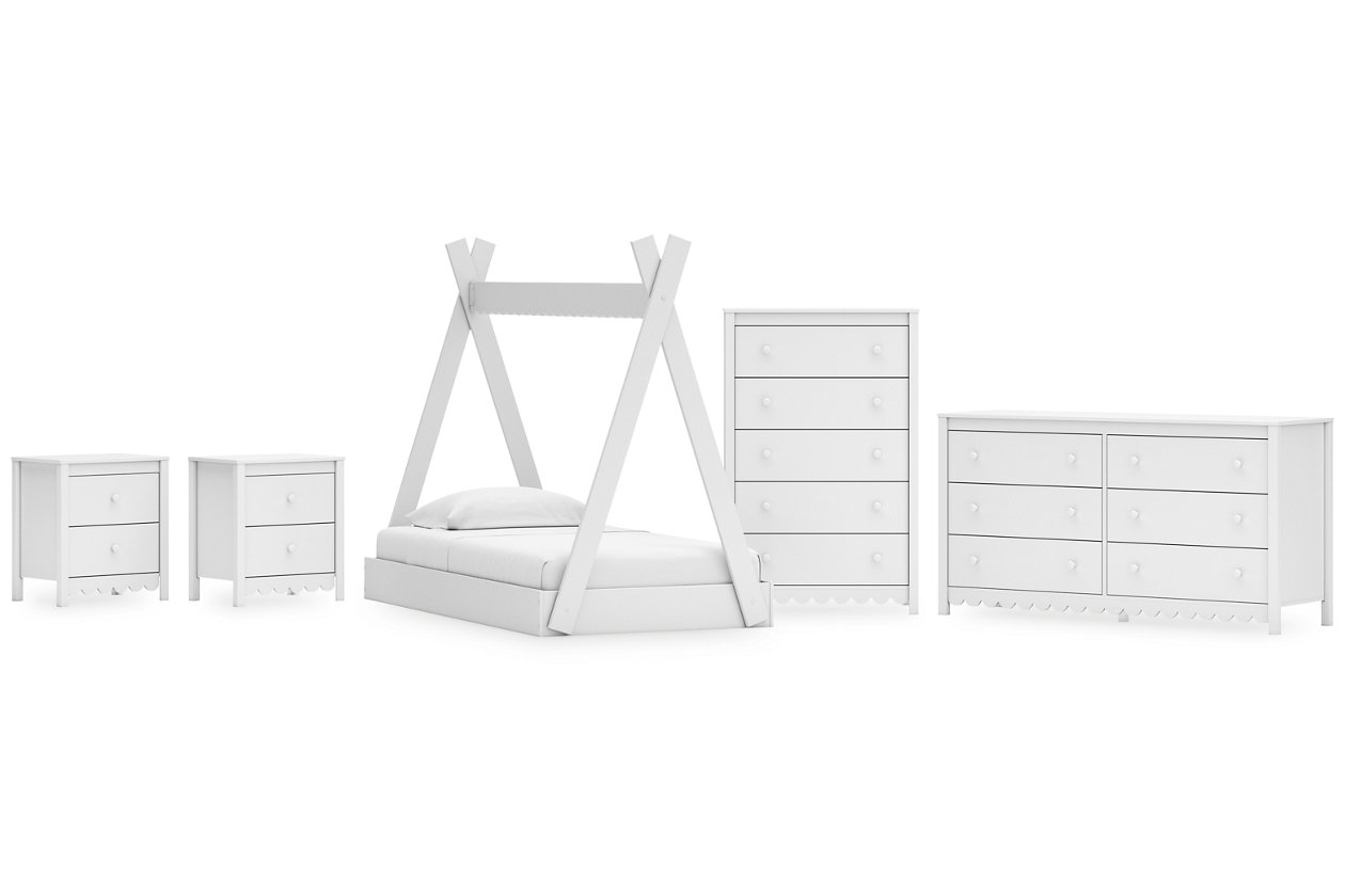 Hallityn Twin Tent Bed with Dresser, Chest and 2 Nightstands