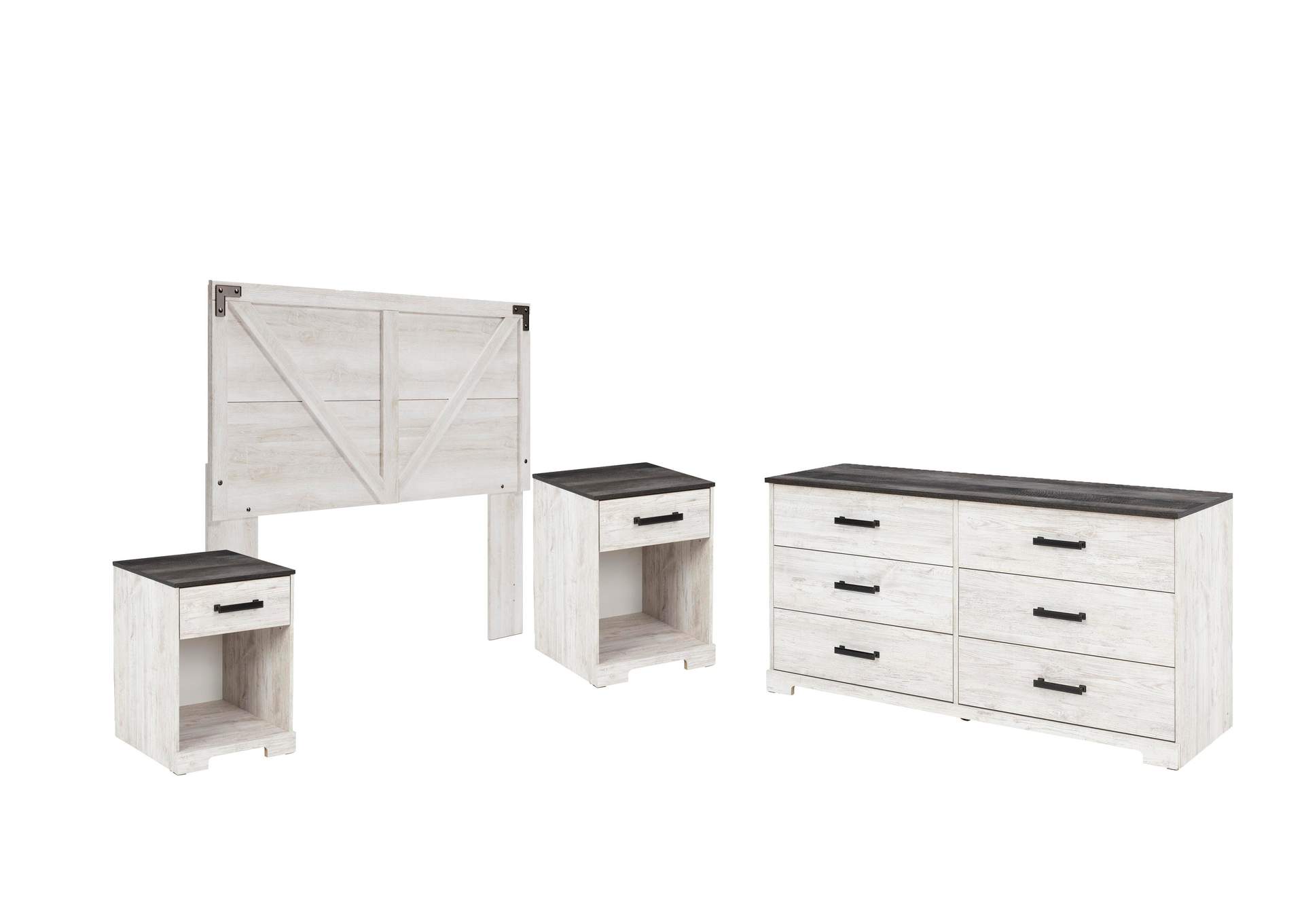 Shawburn Queen Crossbuck Panel Headboard, Dresser and 2 Nightstands image 3