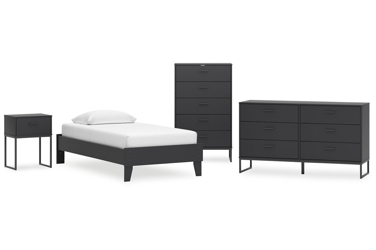 Socalle Twin Platform Bed with Dresser, Chest and Nightstand