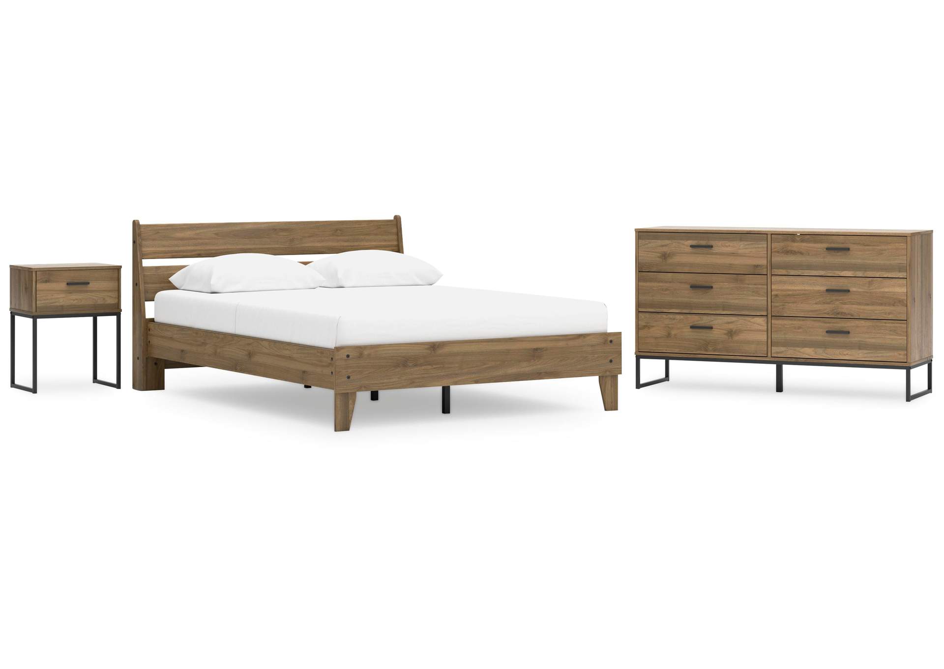 Deanlow Queen Platform Panel Bed, Dresser and Nightstand image 1