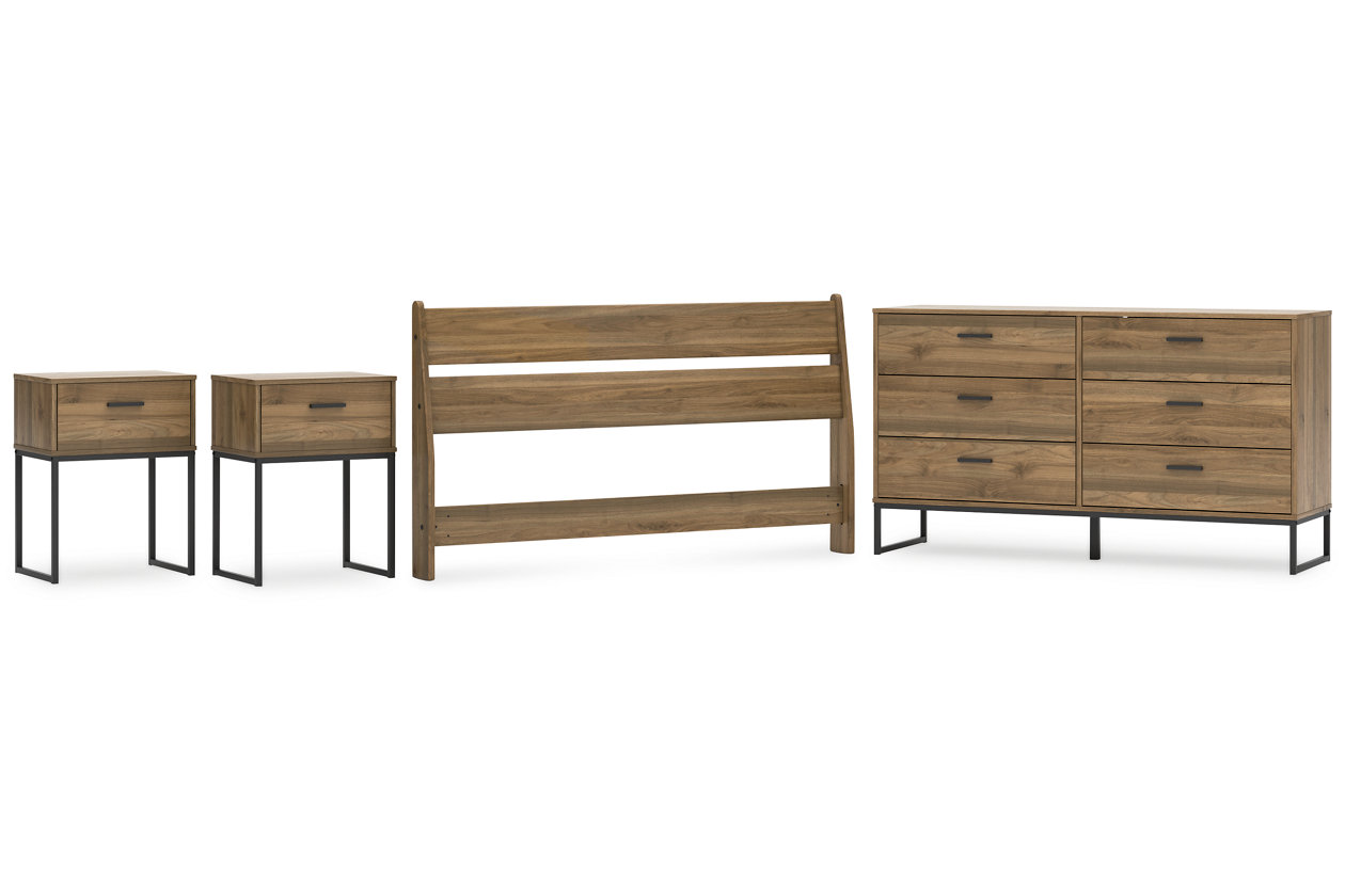Deanlow Queen Panel Headboard with Dresser and 2 Nightstands