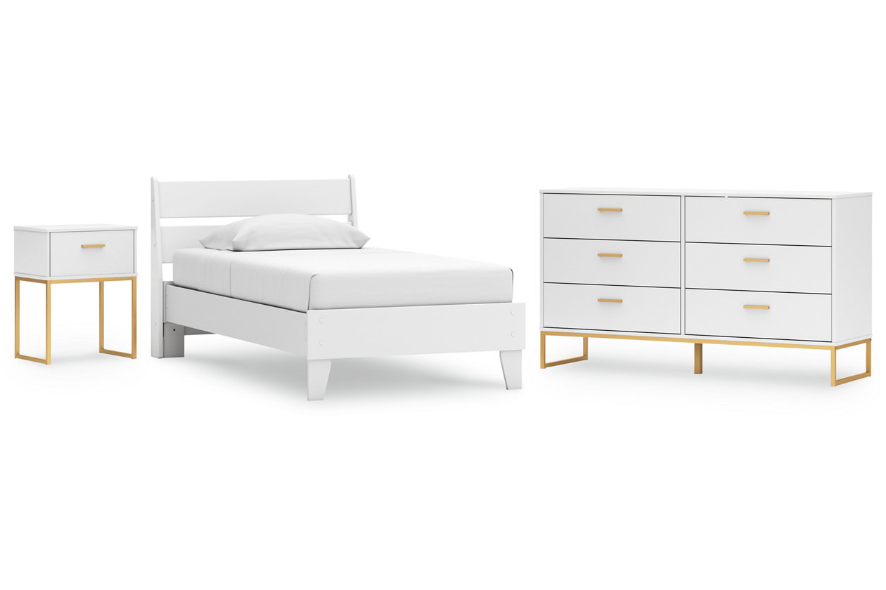 Socalle Twin Panel Platform Bed with Dresser and Nightstand