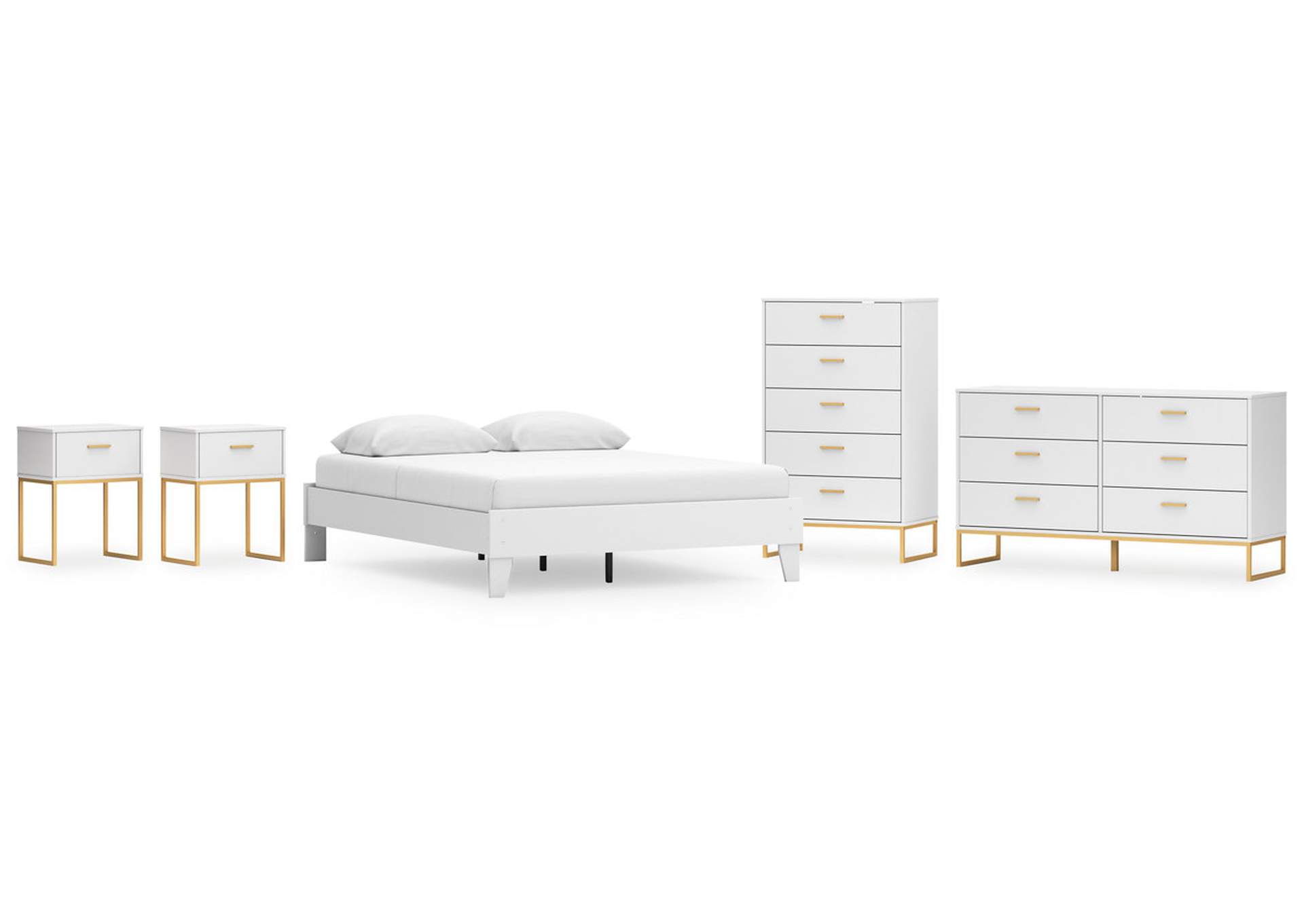 Socalle Queen Platform Bed with Dresser, Chest and 2 Nightstands